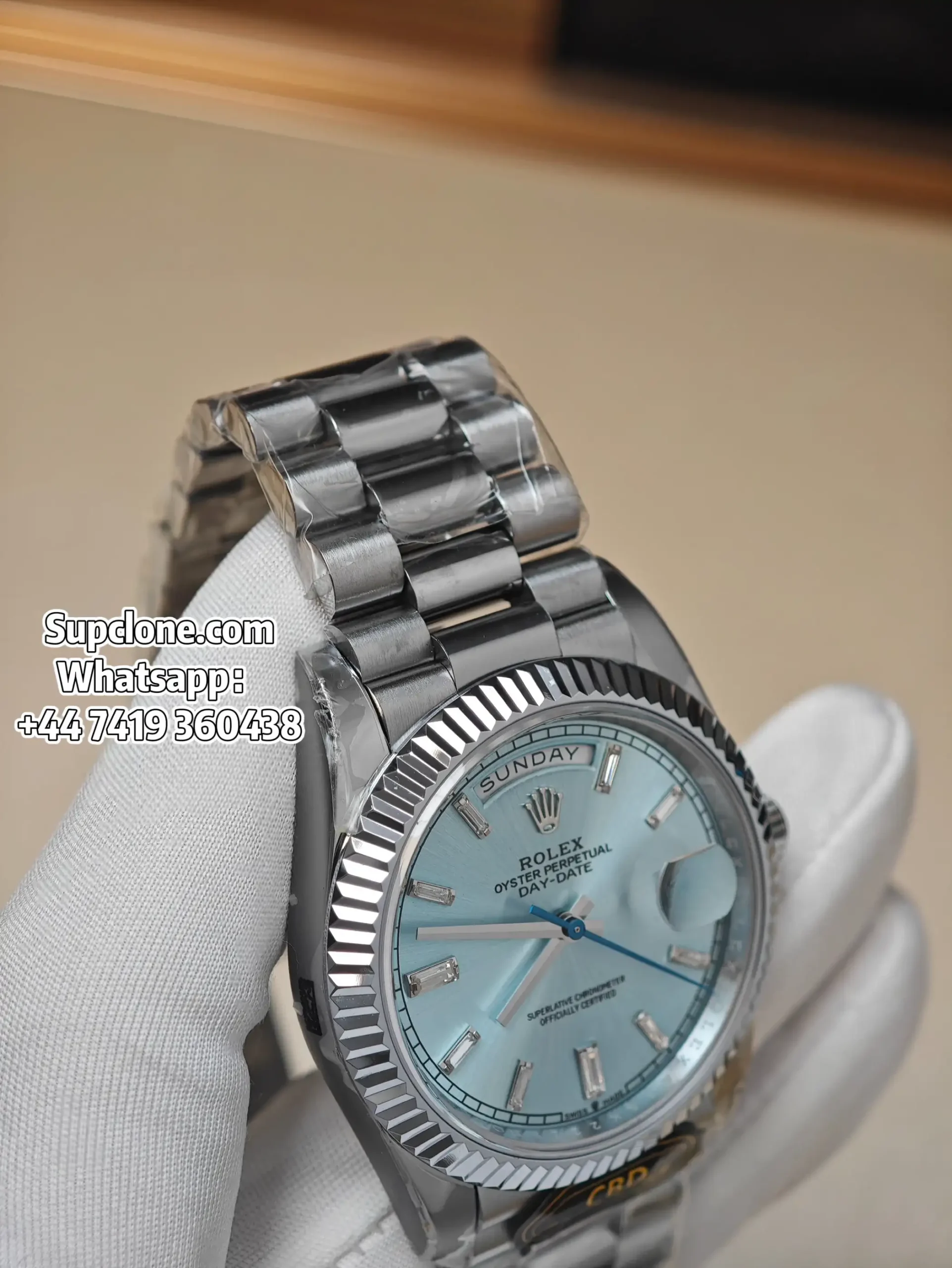 Rolex Super Clone Watches Day Date Ice Blue Diamond Dial 40mm m228236-0006 (13) Rolex Super Clone Watches Day Date Ice Blue Diamond Dial 40mm m228236-0006