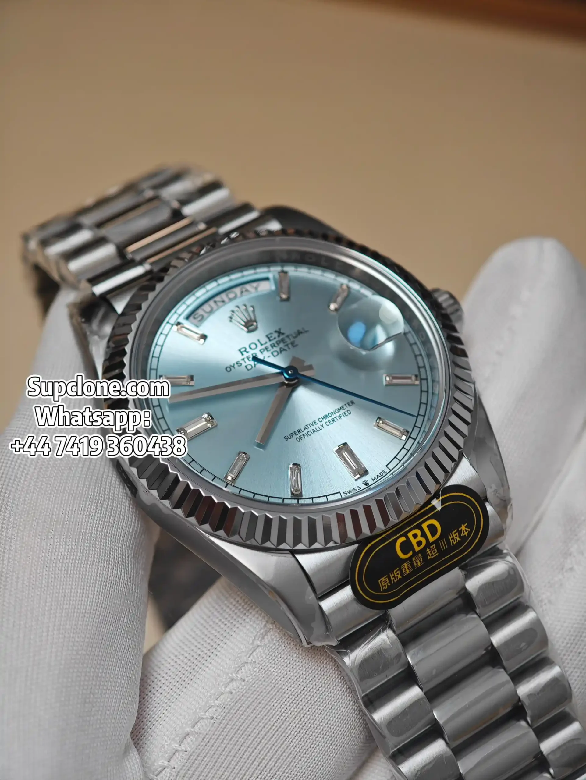 Rolex Super Clone Watches Day Date Ice Blue Diamond Dial 40mm m228236-0006 (14) Rolex Super Clone Watches Day Date Ice Blue Diamond Dial 40mm m228236-0006