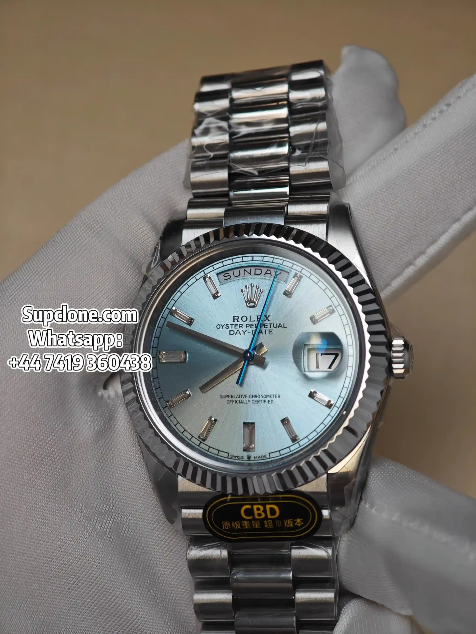 Rolex Super Clone Watches Day Date Ice Blue Diamond Dial 40mm m228236-0006 (17) Rolex Super Clone Watches Day Date Ice Blue Diamond Dial 40mm m228236-0006