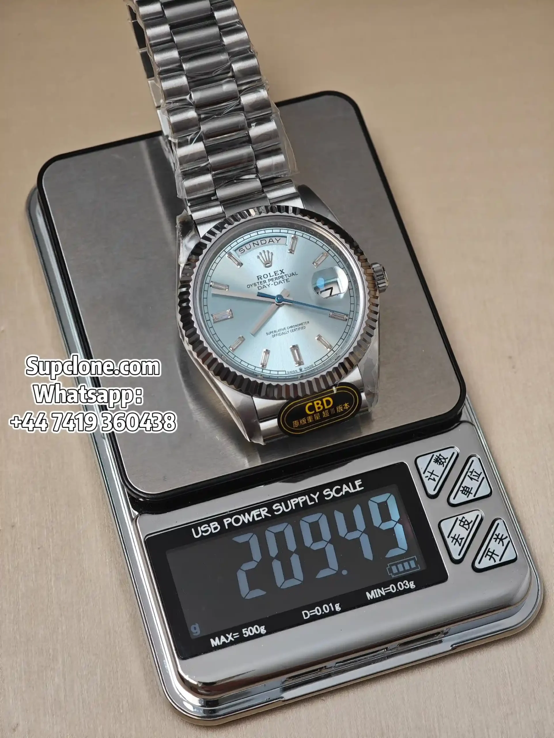 Rolex Super Clone Watches Day Date Ice Blue Diamond Dial 40mm m228236-0006 (18) Rolex Super Clone Watches Day Date Ice Blue Diamond Dial 40mm m228236-0006