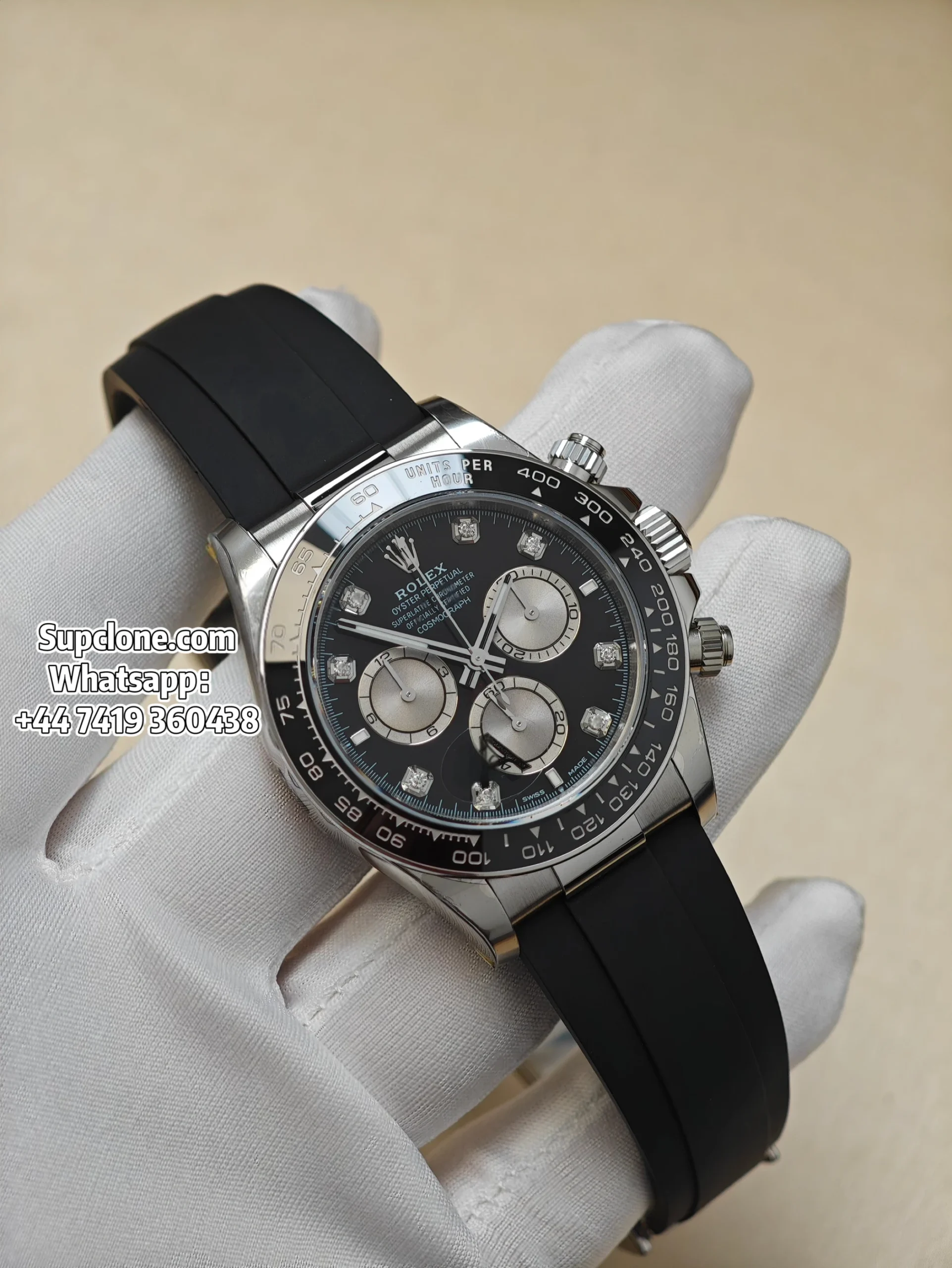 Rolex Super Clone Watches Daytona M126519LN-0004 White Gold Diamond 4131 Movement