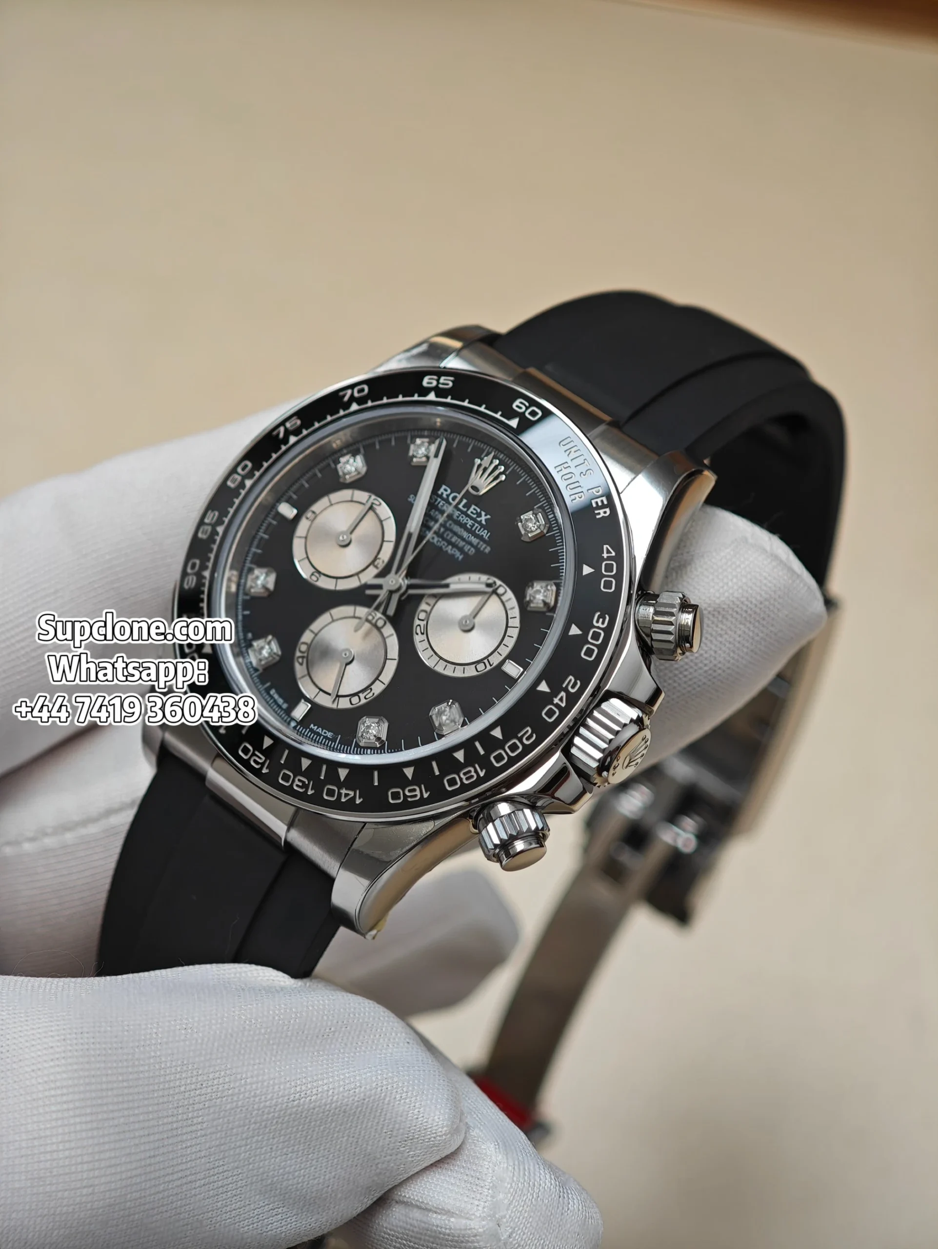 Rolex Super Clone Watches Daytona M126519LN-0004 White Gold Diamond 4131 Movement
