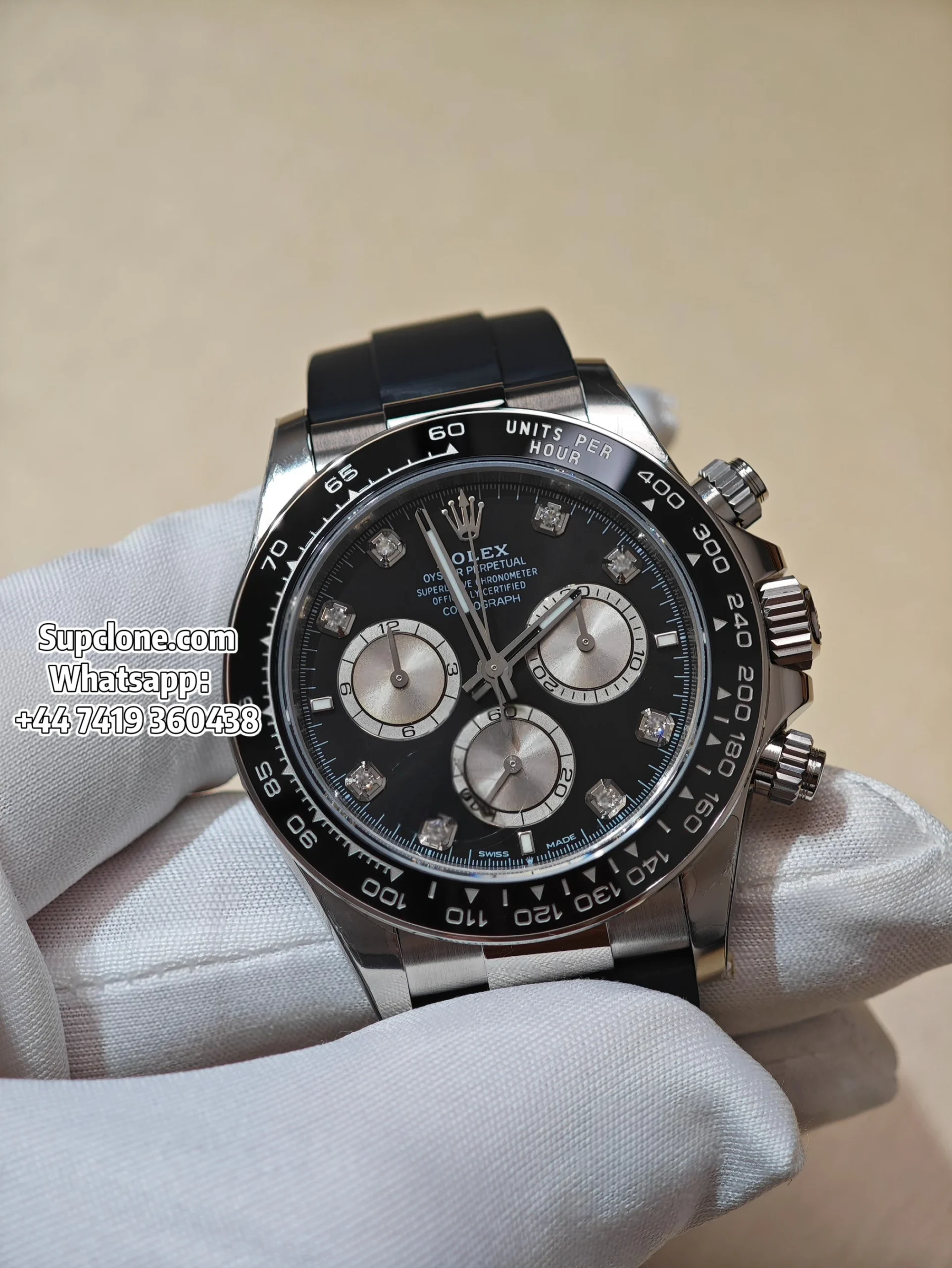 Rolex Super Clone Watches Daytona M126519LN-0004 White Gold Diamond 4131 Movement
