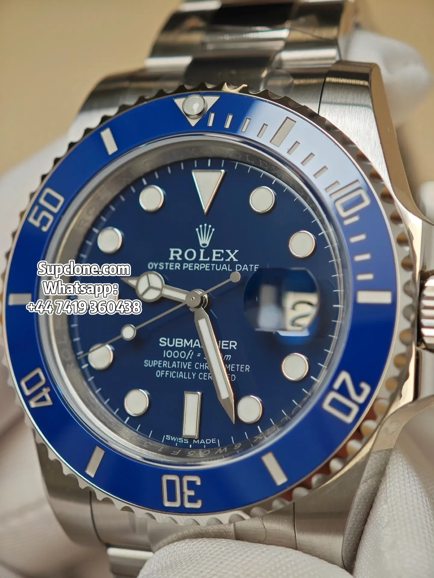 Rolex Super Clone Watches Submariner Smurf 116619LB 3135 Movement
