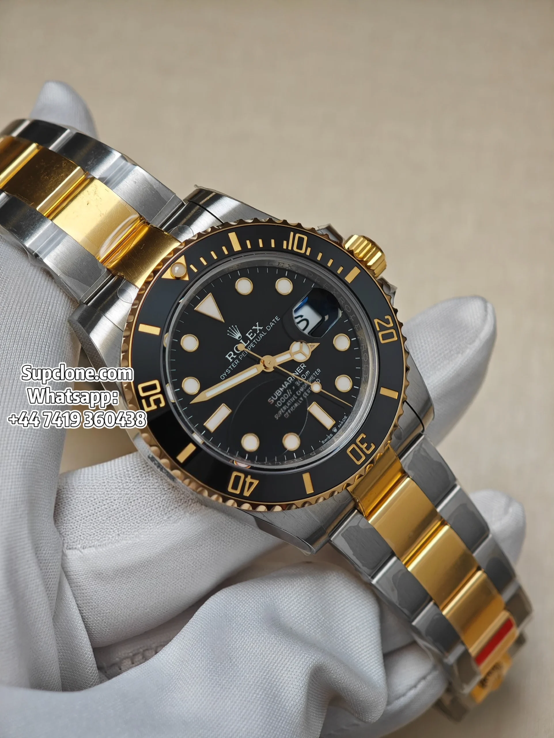 Rolex Super Clone Watches Submariner Two-Tone Gold Black M126613LN 3235 Movement