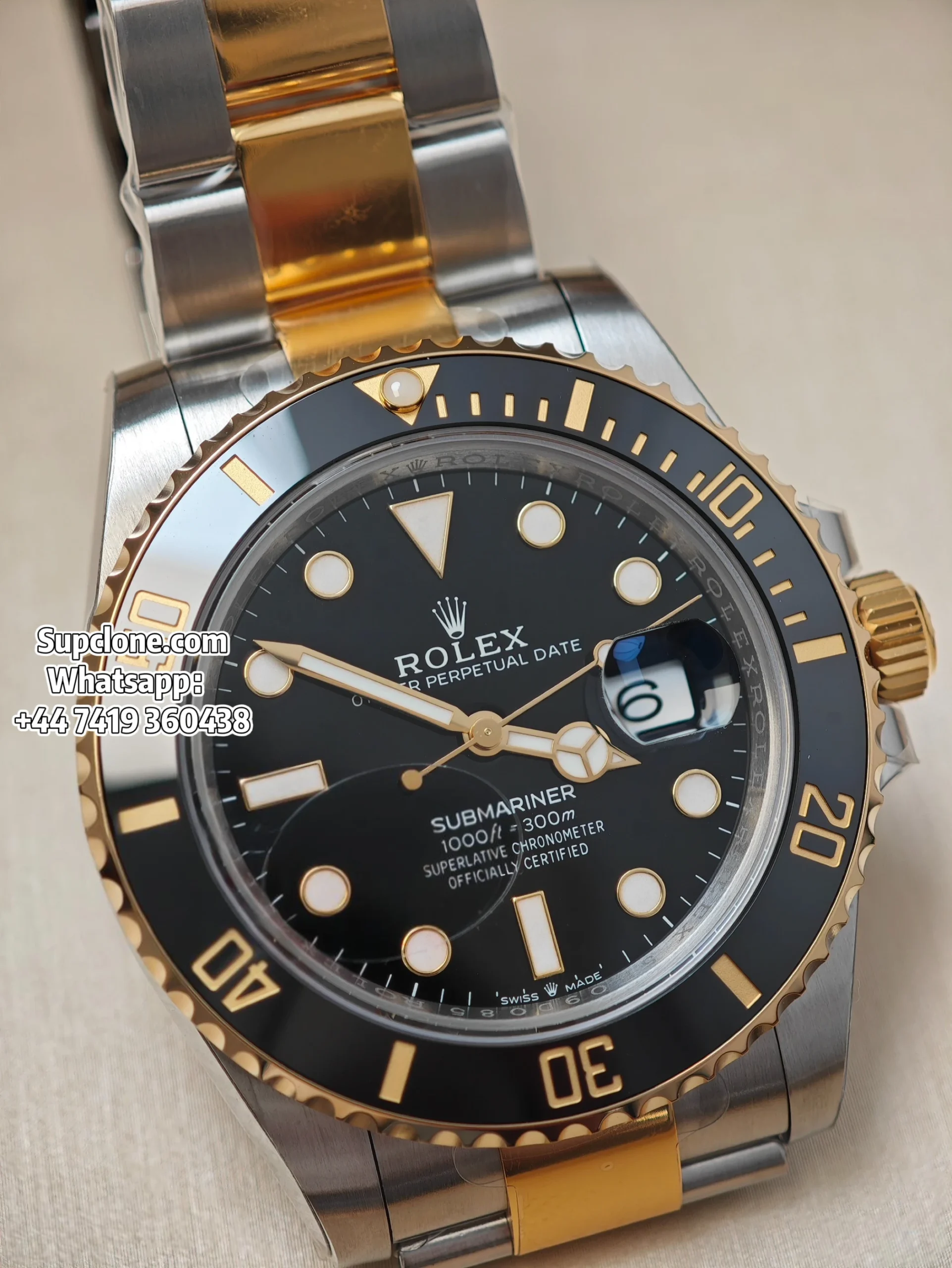 Rolex Super Clone Watches Submariner Two-Tone Gold Black M126613LN 3235 Movement