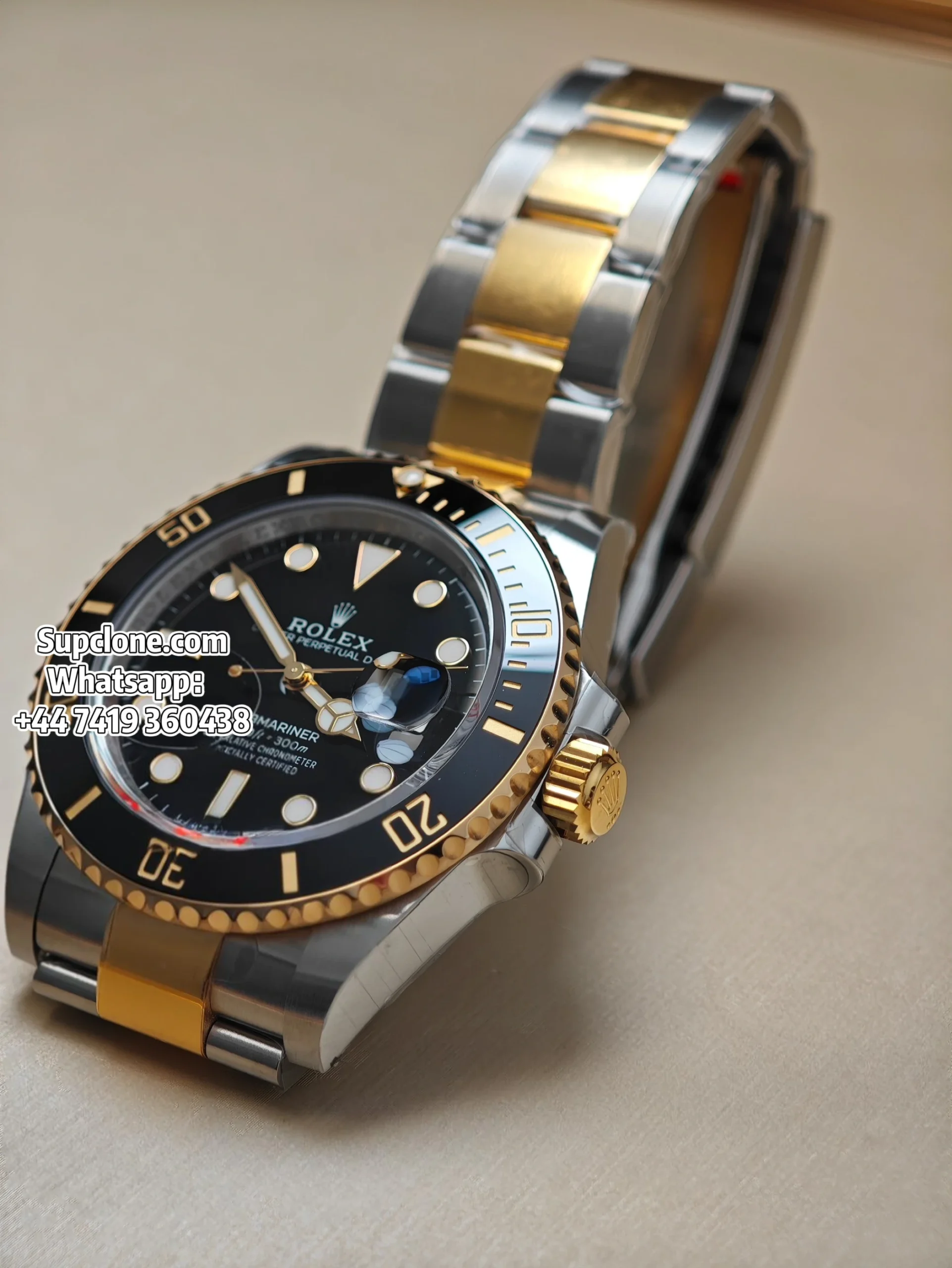 Rolex Super Clone Watches Submariner Two-Tone Gold Black M126613LN 3235 Movement