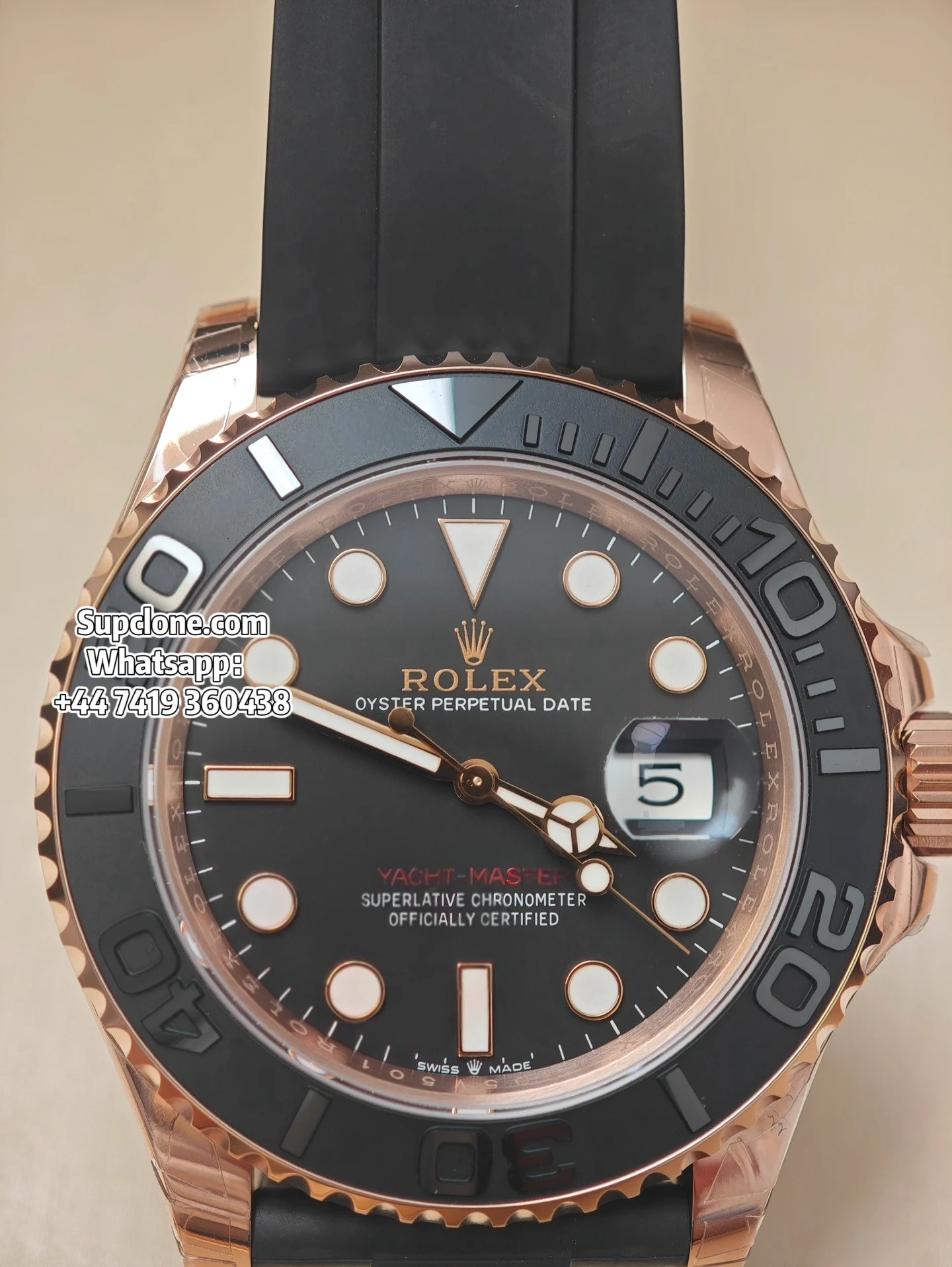 Rolex Super Clone Watches Yacht Master 18k Rose Gold m126655-0002 3235 Movement