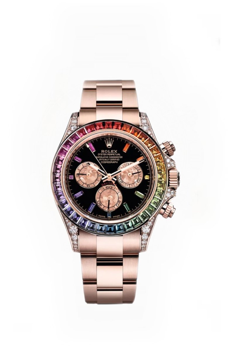 Rolex Super Clone Rainbow Daytona 1:1 Replica Watch – 18K Rose Gold