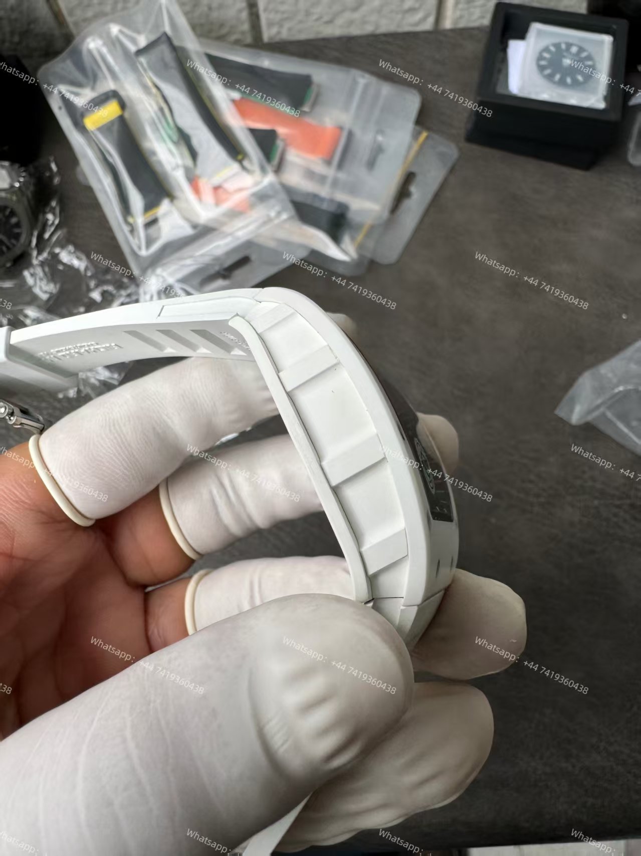 Super Clone Richard Mille RM 055 White Ceramic Titanium Skeleton White Rubber Strap 1:1 Replica Watch