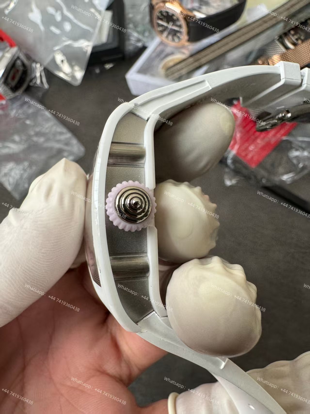 Super Clone Richard Mille RM 07-01 White Ceramic Pink Diamond 1:1 Replica Watch