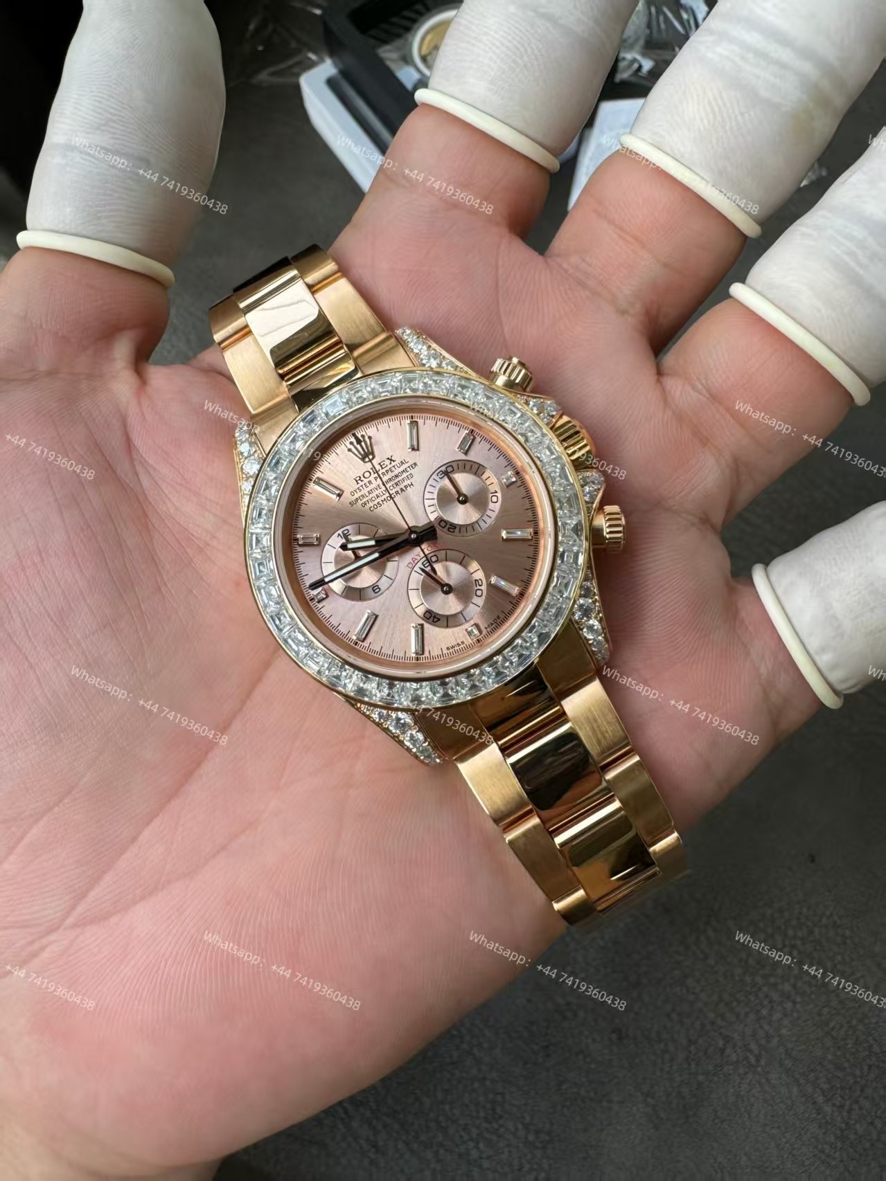 Rolex Super Clone Daytona 126595TBR 1:1 Replica Watch – 18K Rose Gold Diamond Beze 4131 movement