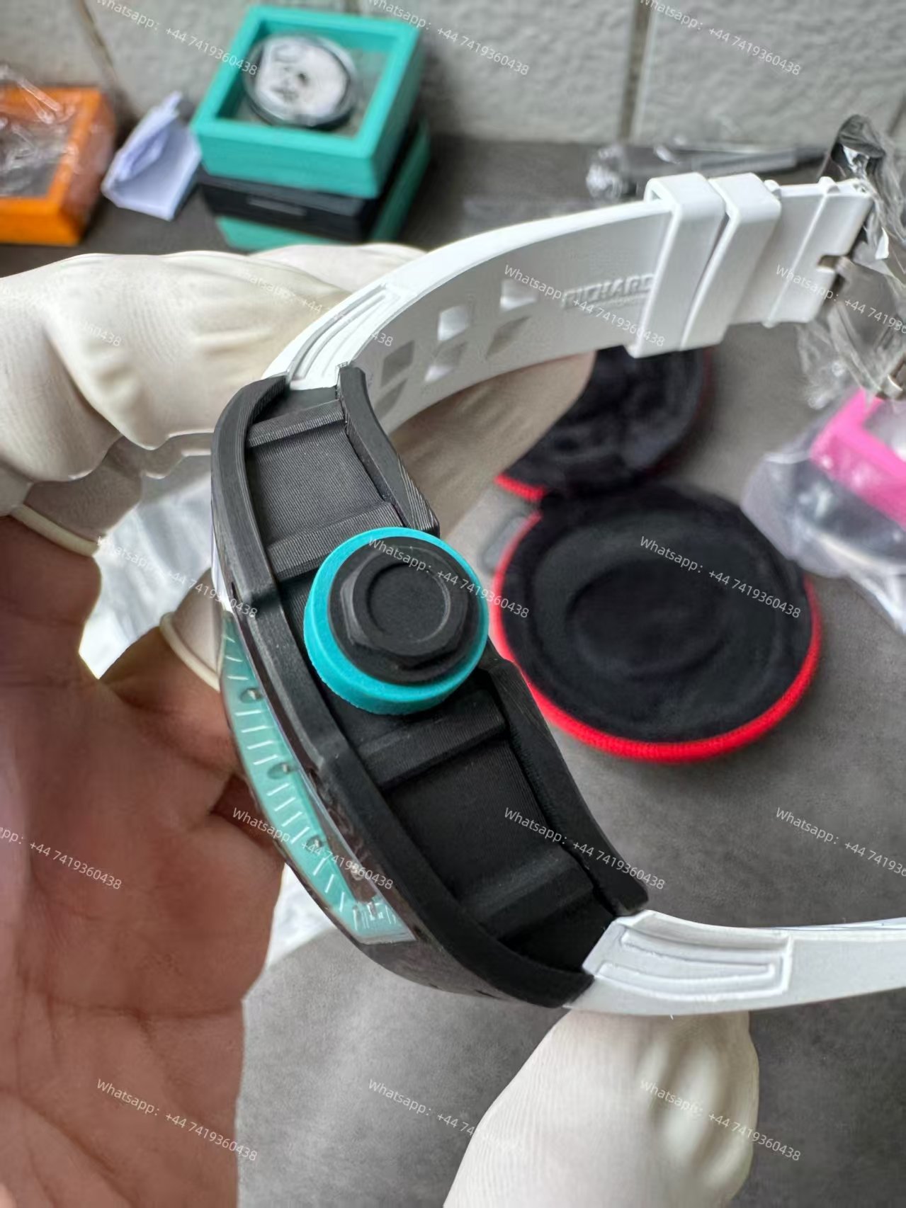 Richard Mille RM 055 “Yas Marina Circuit” Carbon TPT Vaucher Free-Sprung White Rubber Strap Custom Super Clone