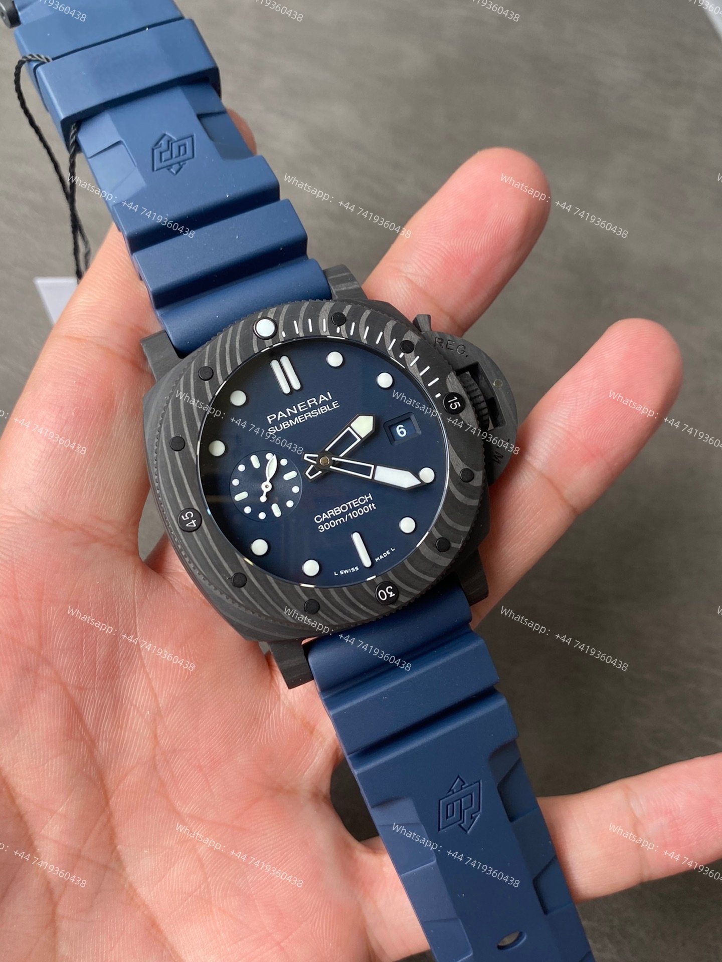 Panerai Super Clone Submersible PAM01232 44MM Carbotech Blue Dial