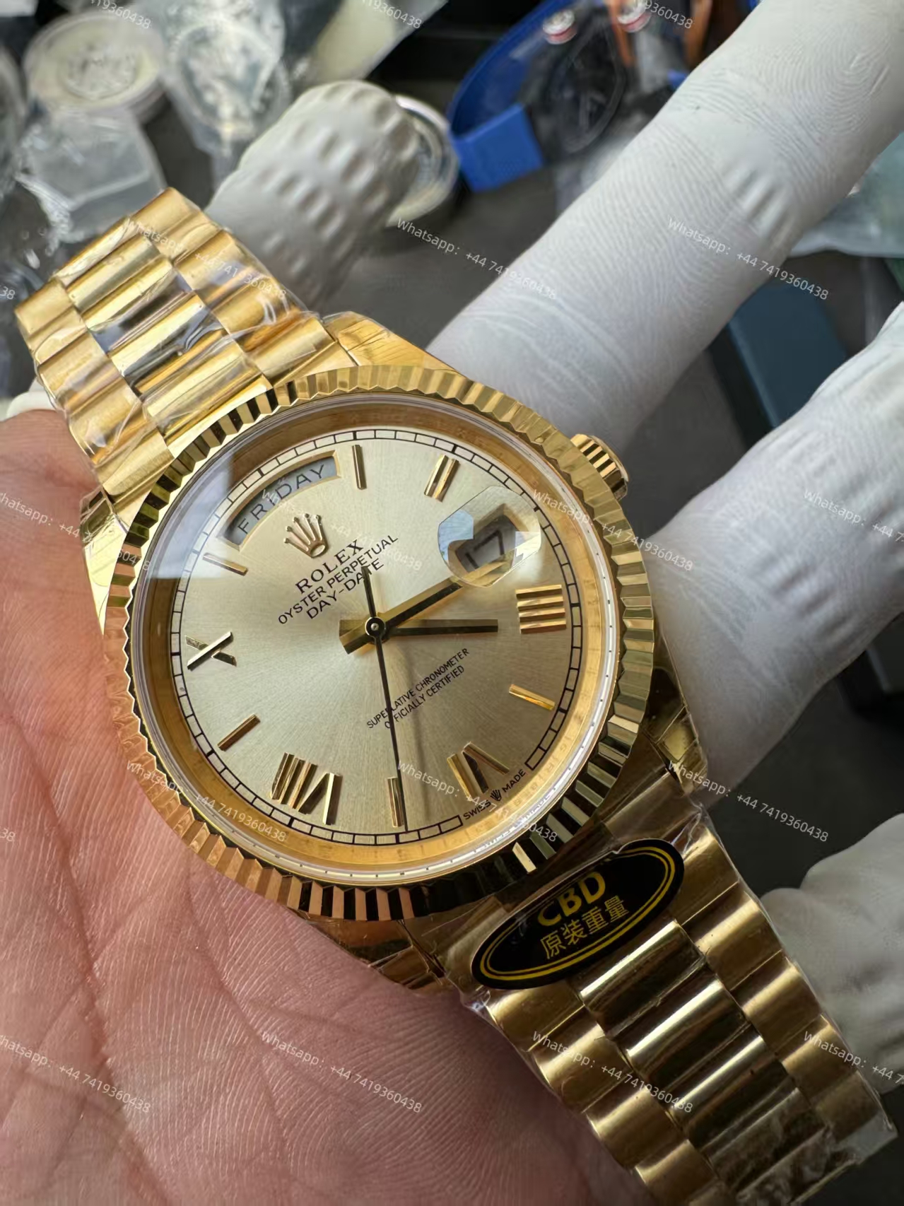 Rolex Day-Date M228238-0006 Gold dial Presidential bracelet 3255 Movement  (40mm) Best Super Clone