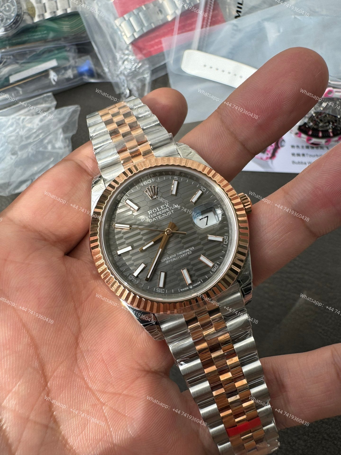 Rolex Datejust M126331-0020 1:1 Replica Water Ripple Rose Gold Gray Dial Jubilee 41MM 3235 Movement Super Clone Watch