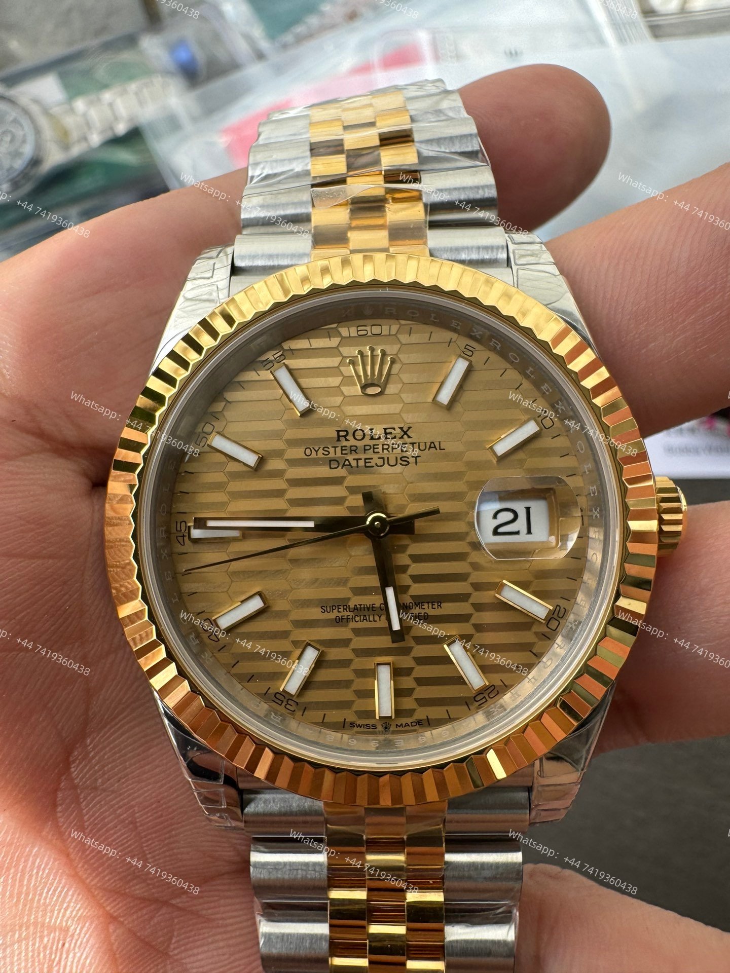 Rolex Datejust M126333-0022 Water Ripple Gold Dial 1:1 Replica Jubilee 41MM 3235 Movement Super Clone Watch