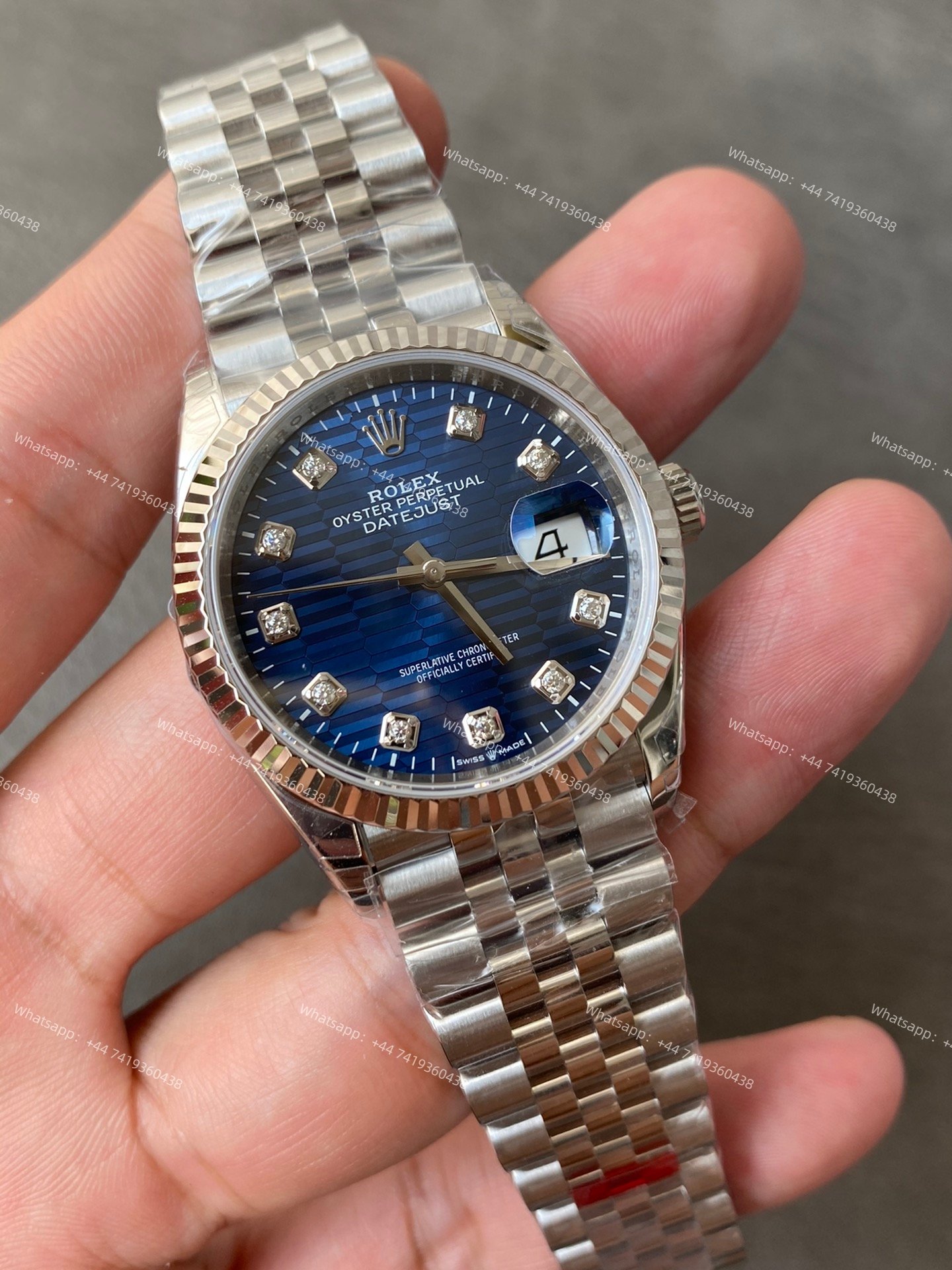 Rolex Datejust M126234-0057 1:1 Replica Water Ripple Diamond Blue Dial Jubilee 36MM 3235 Movement Super Clone Watch