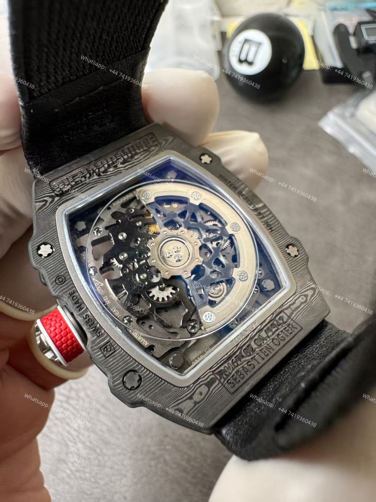 Super Clone Richard Mille RM67-02 Carbon TPT Skeleton Tourbillon 1:1 Replica Watch with Black Strap