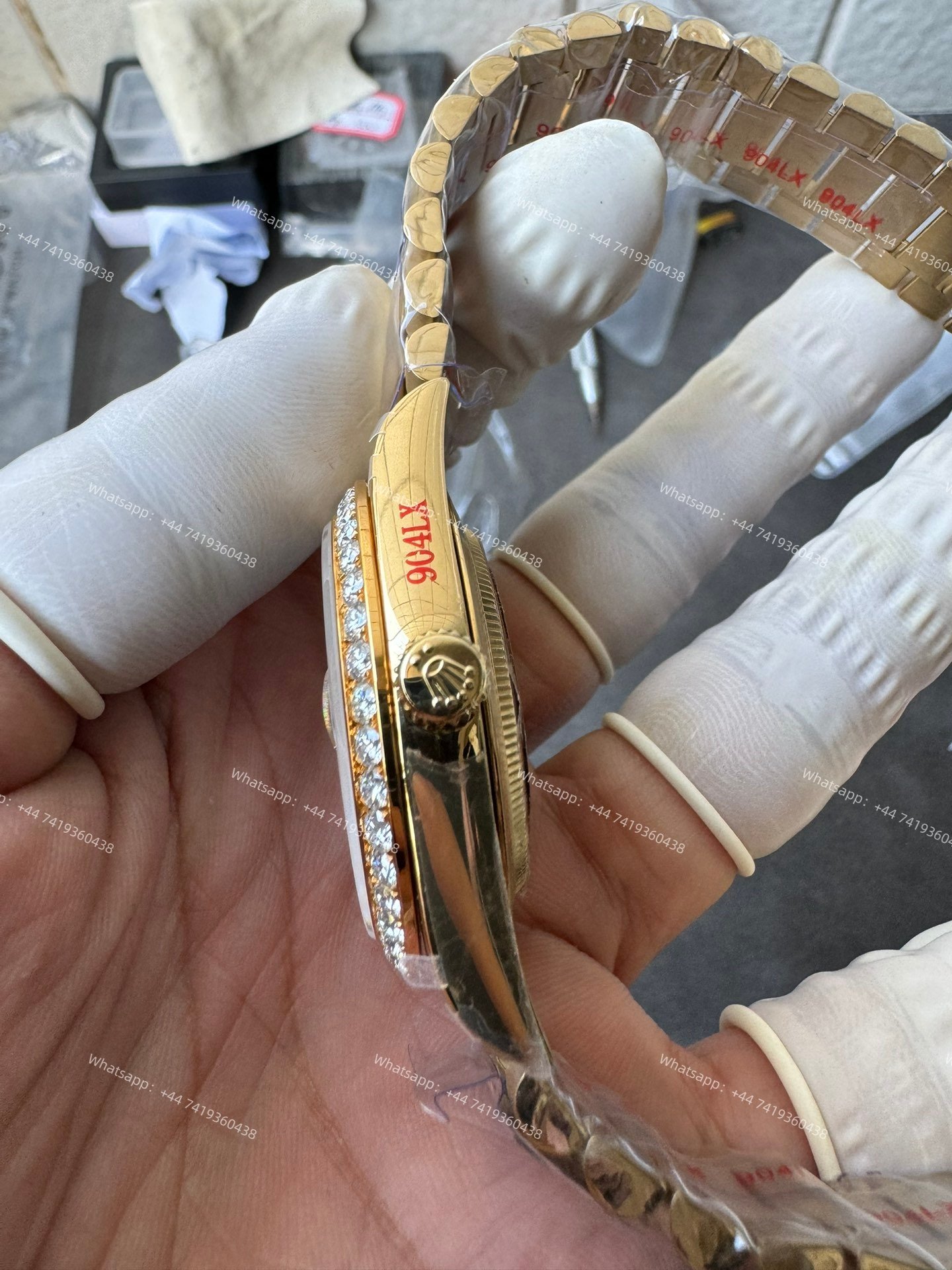 Rolex Day-Date M228348RBR-0001 1:1 Replica Moissanite Diamond Bezel Black Dial 40MM 3255 Movement Super Clone Watch