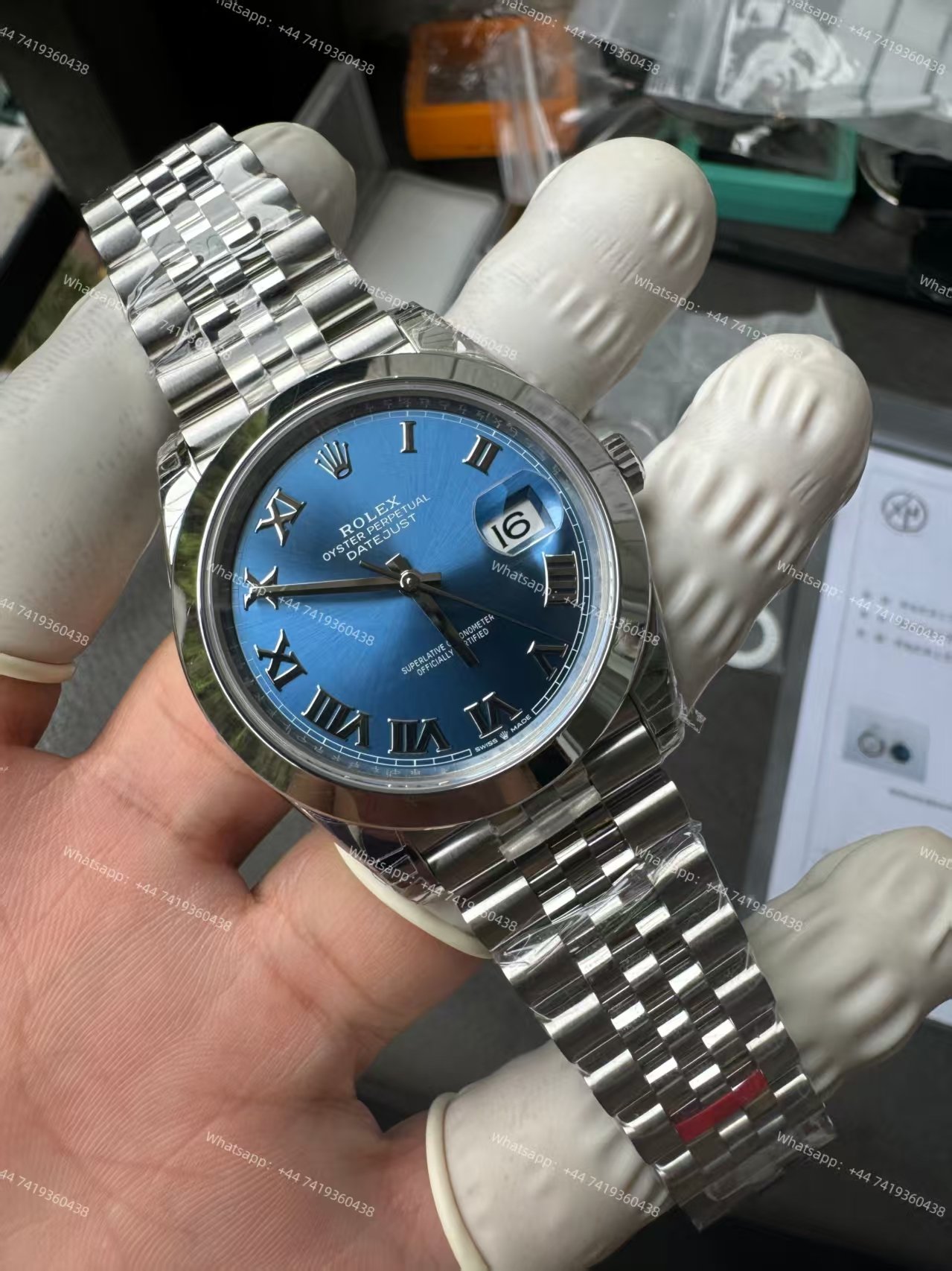 Rolex Datejust M126300-0018 1:1 Replica Azzurro Blue Roman Dial Jubilee 41MM 3235 Movement Super Clone Watch