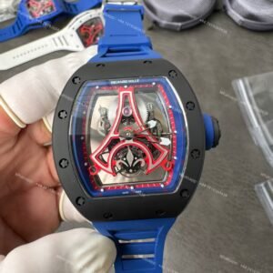 Super Clone Richard Mille RM52-03 Paris Saint-Germain Black Ceramic Skeleton Tourbillon 1:1 Replica Watch