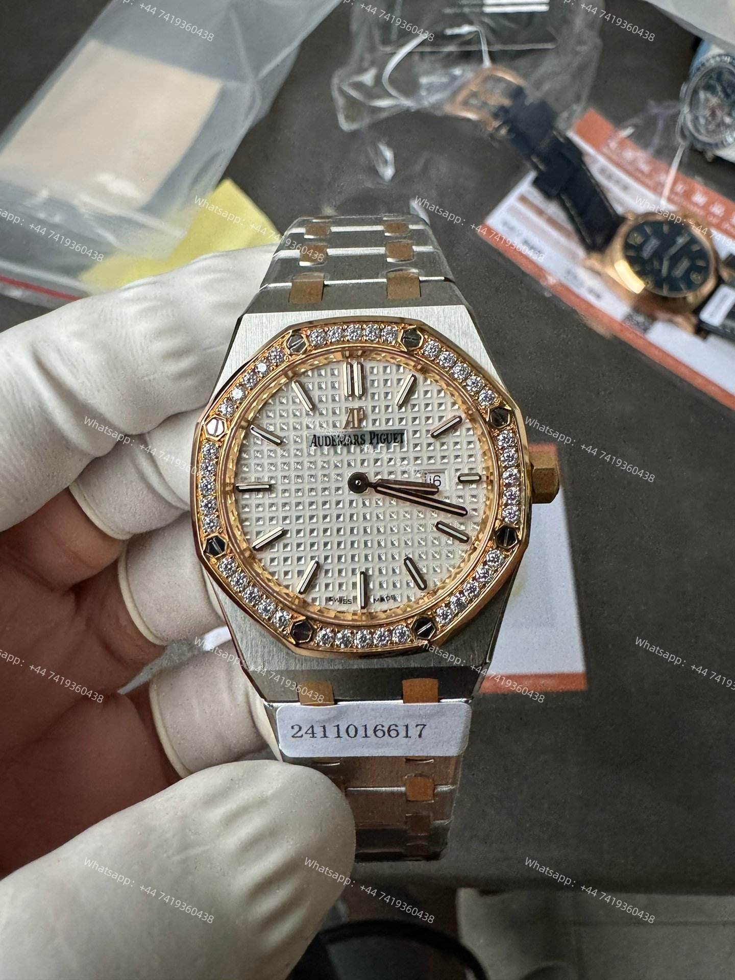 Audemars Piguet Super Clone Royal Oak 67651SR Rose Gold Diamond Bezel White Dial 33MM
