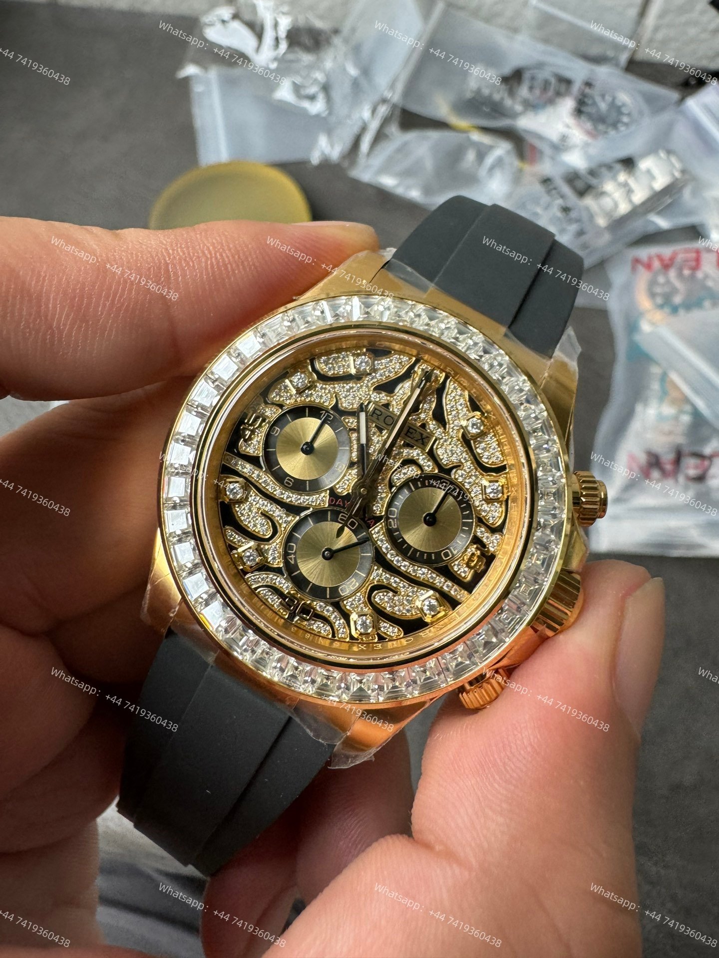 Rolex Daytona 116588TBR 1:1 Replica – 18K Gold Eye of the Tiger Diamond Dial Super Clone 4130