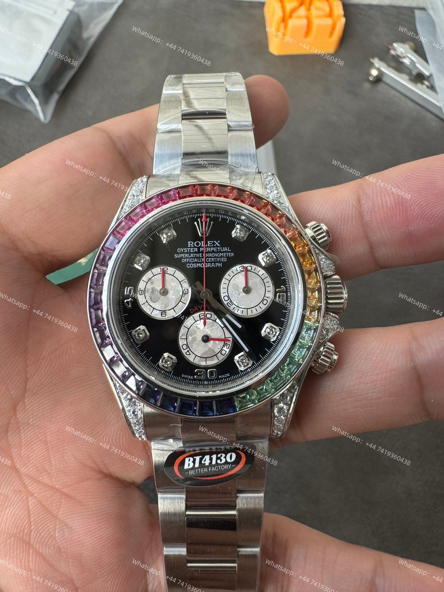 Rolex Daytona 116599RBOW Rainbow Bezel 1:1 Replica – Black Diamond Dial Super Clone 4130
