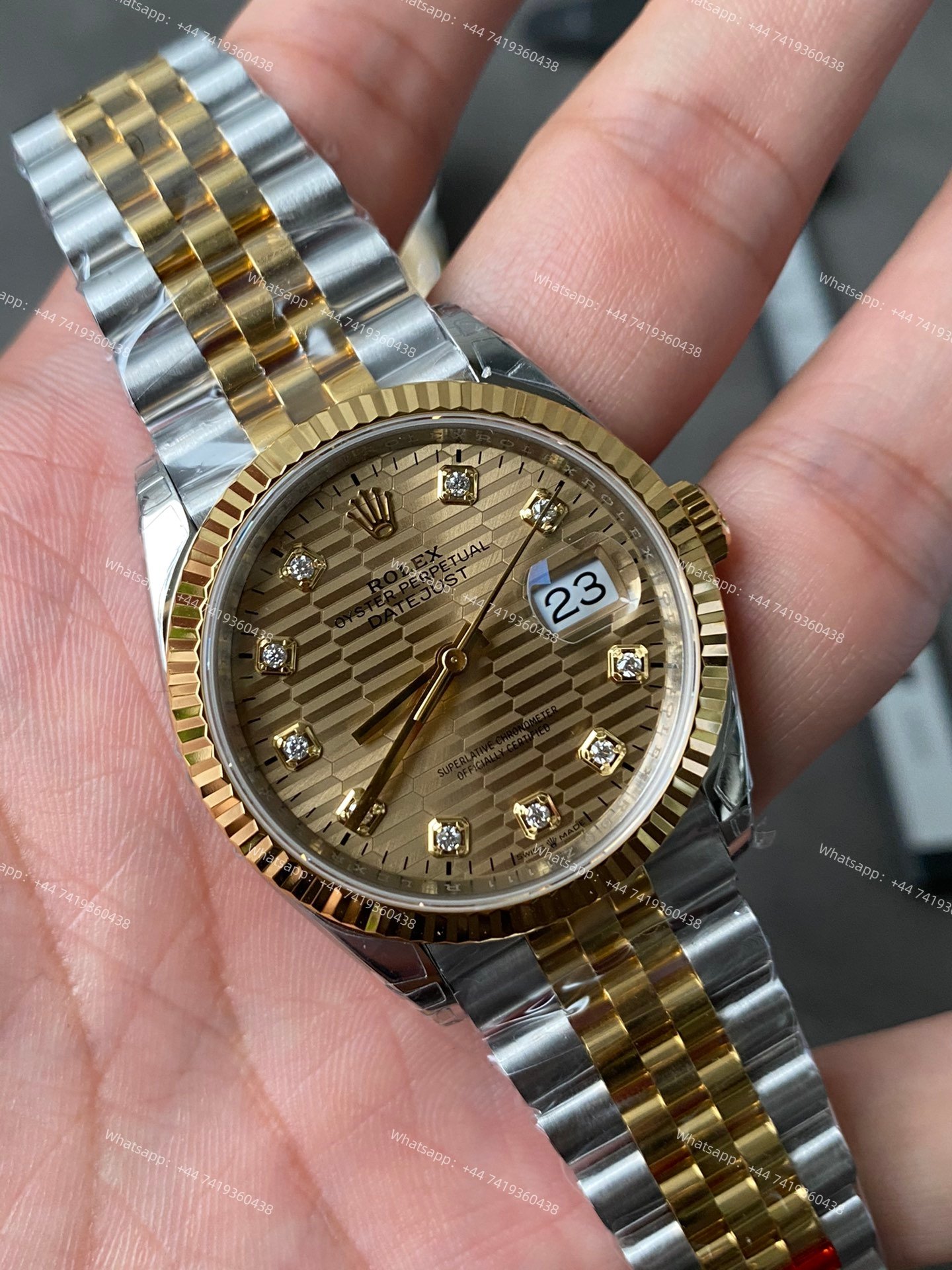 Rolex Datejust M126233-0045 1:1 Replica Water Ripple Diamond Gold Dial Jubilee 36MM 3235 Movement Super Clone Watch