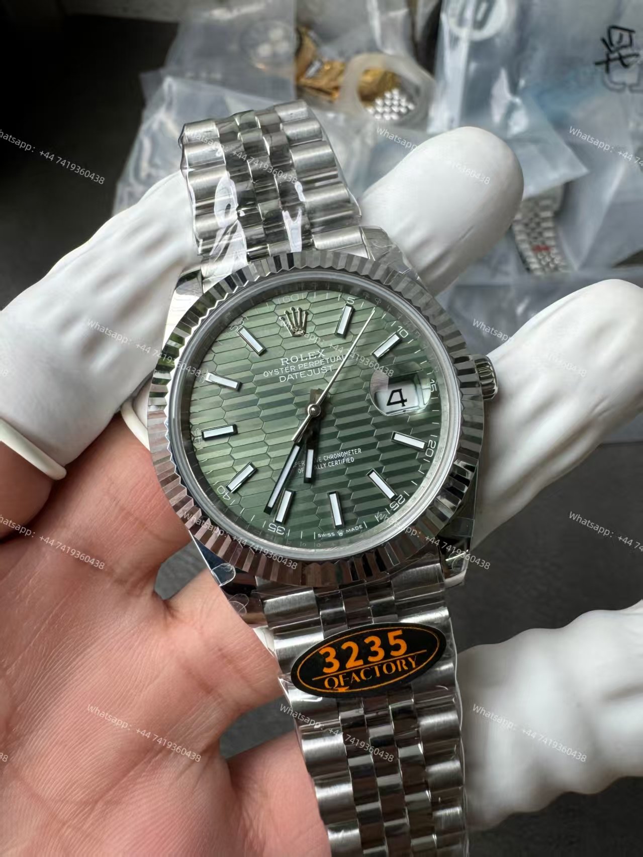 Rolex Datejust M126334-0030 Water Ripple Green Dial 1:1 Replica Jubilee 41MM 3235 Movement Super Clone Watch