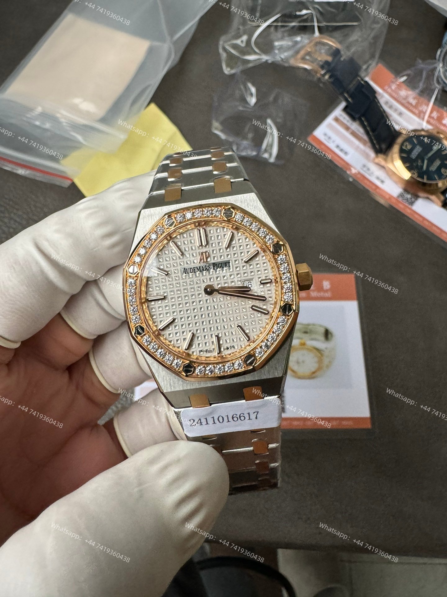 Audemars Piguet Super Clone Royal Oak 67651SR Rose Gold Diamond Bezel White Dial 33MM