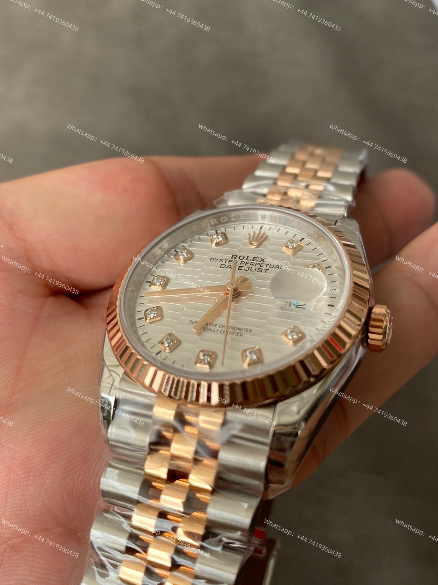 Rolex Datejust M126231-0039 1:1 Replica Water Ripple Diamond Silver Dial Jubilee 36MM 3235 Movement Super Clone Watch