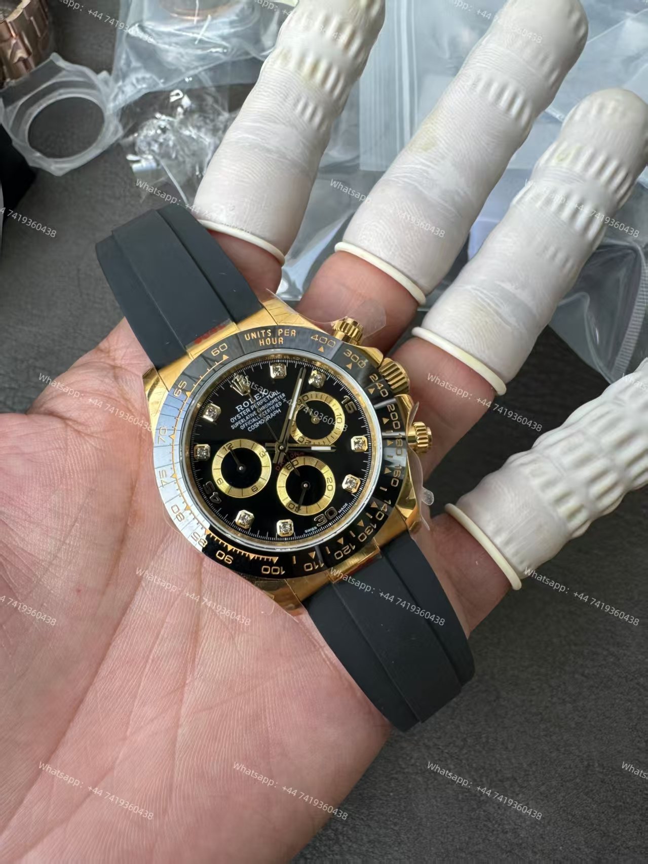 Rolex Daytona 1:1 Replica – M116518LN-0078 Black Diamond Dial 18K Gold 4130 Super Clone