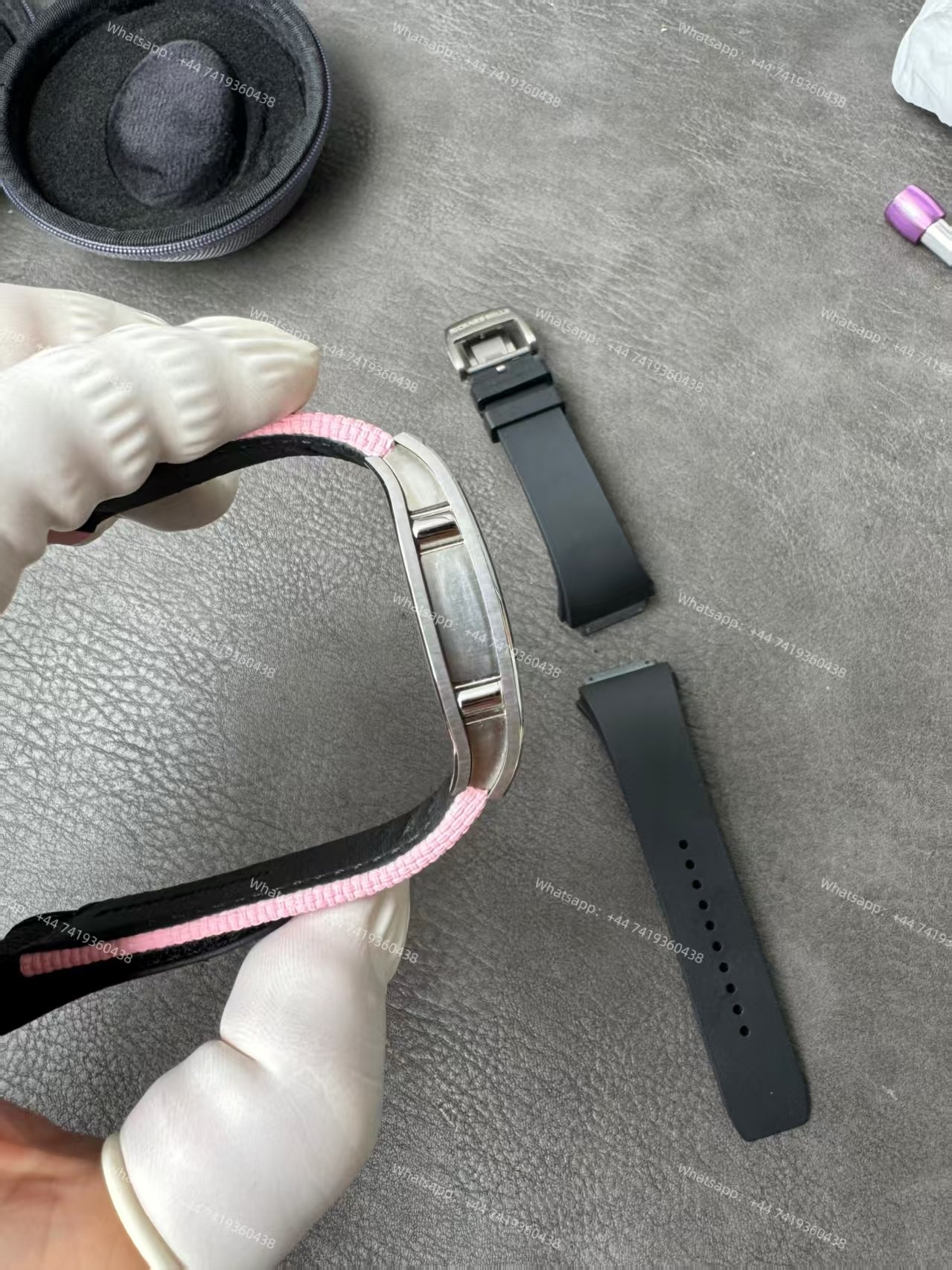 Super Clone Richard Mille RM 67-01 Titanium Skeleton Pink Velcro Strap