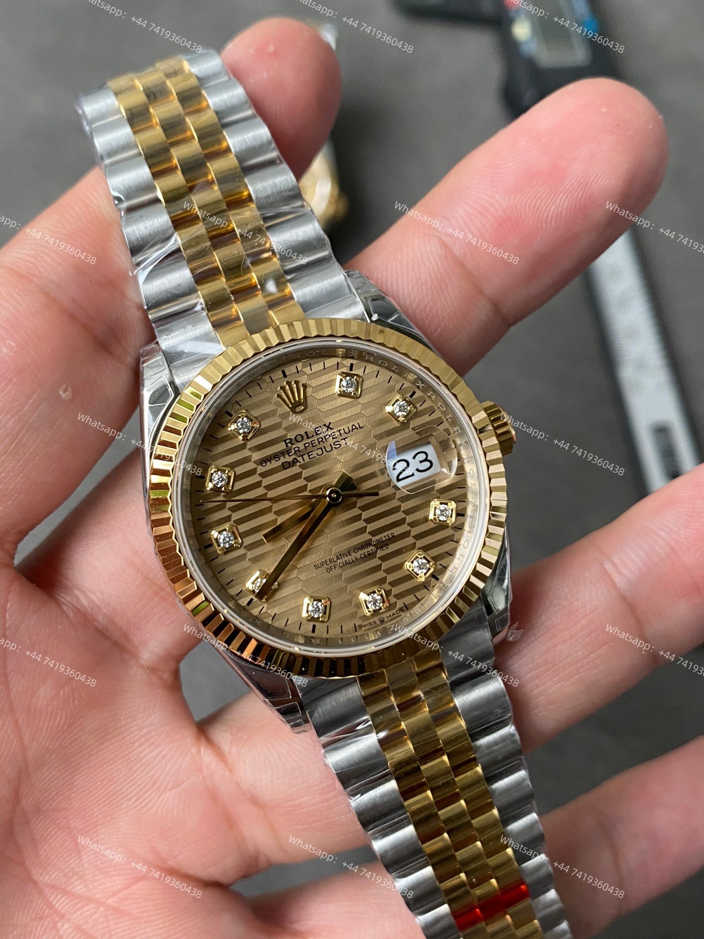 Rolex Datejust M126233-0045 1:1 Replica Water Ripple Diamond Gold Dial Jubilee 36MM 3235 Movement Super Clone Watch