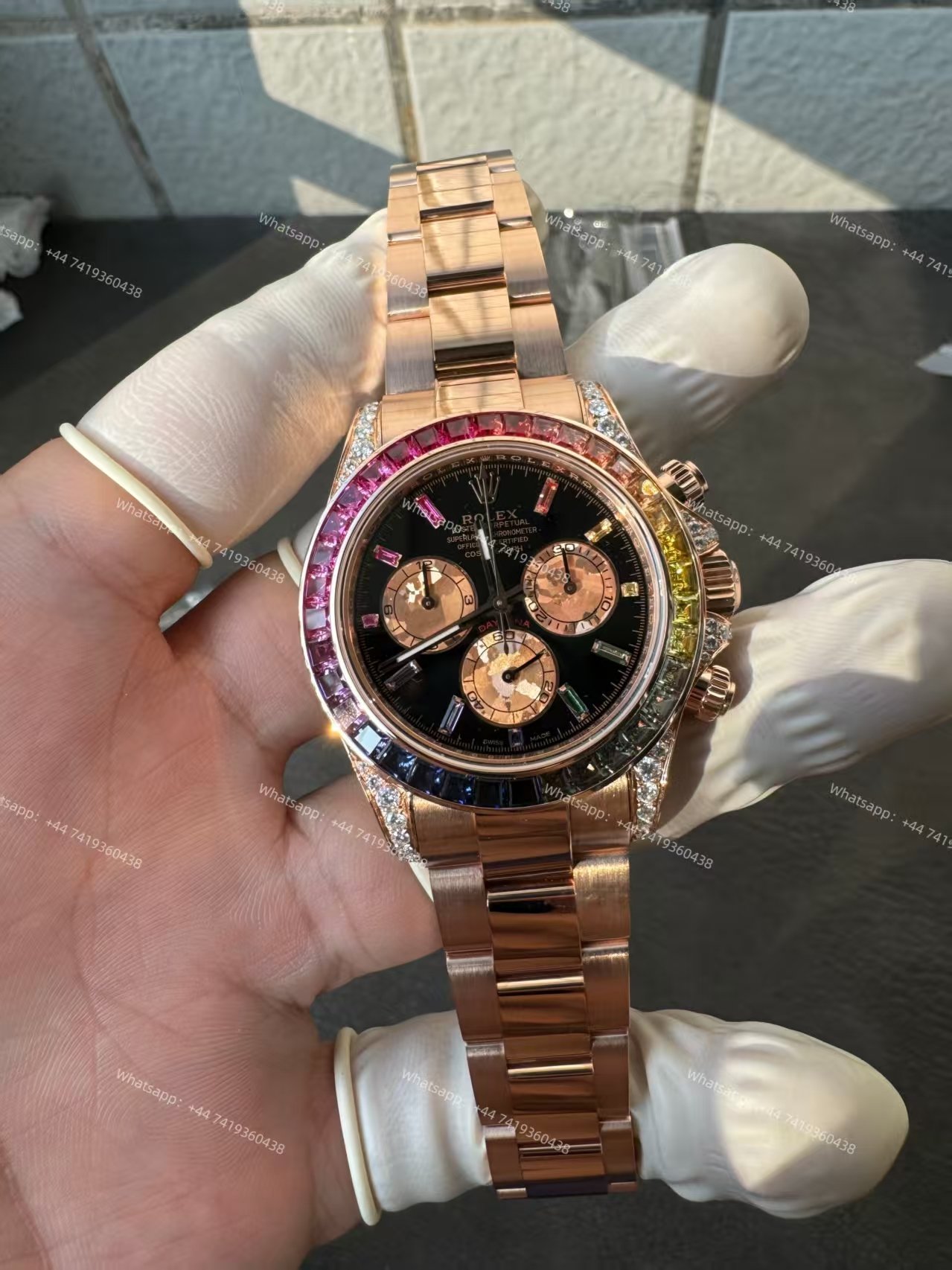 Rolex Super Clone Rainbow Daytona 1:1 Replica Watch – 18K Rose Gold