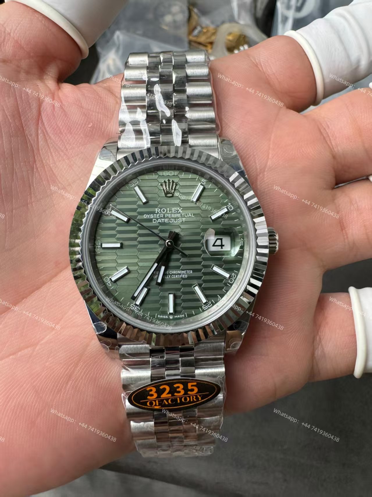 Rolex Datejust M126334-0030 Water Ripple Green Dial 1:1 Replica Jubilee 41MM 3235 Movement Super Clone Watch