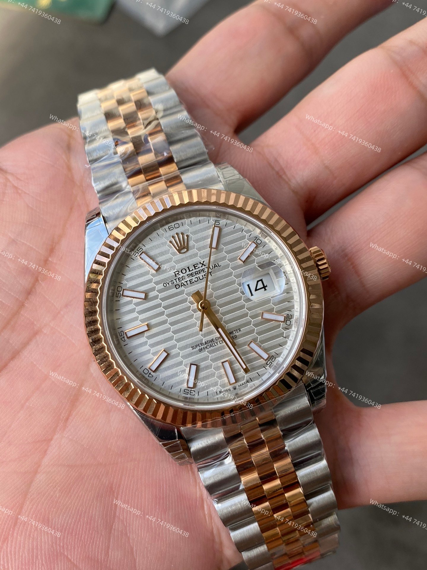 Rolex Datejust M126331-0018 1:1 Replica Water Ripple Rose Gold Silver Dial Jubilee 41MM 3235 Movement Super Clone Watch