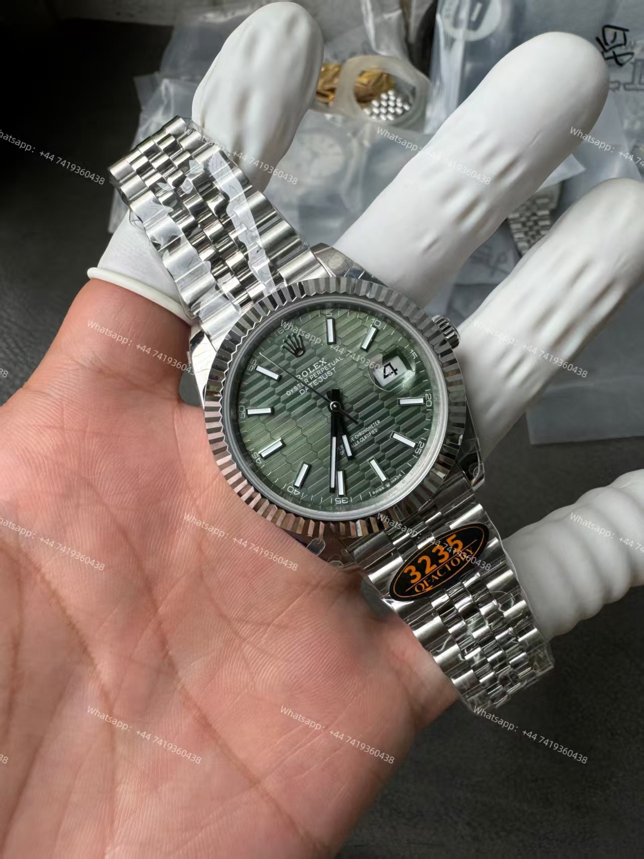 Rolex Datejust M126334-0030 Water Ripple Green Dial 1:1 Replica Jubilee 41MM 3235 Movement Super Clone Watch