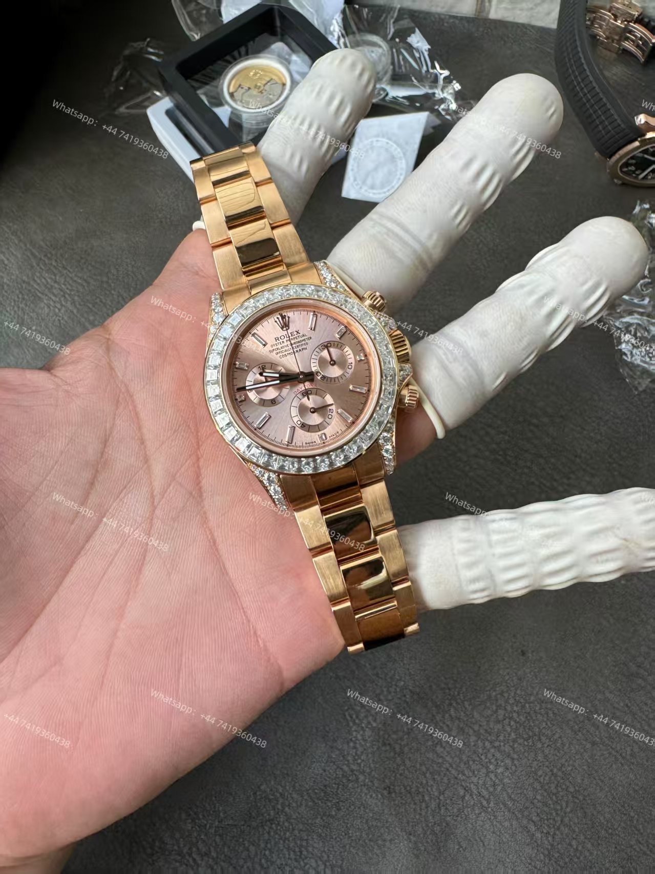 Rolex Super Clone Daytona 126595TBR 1:1 Replica Watch – 18K Rose Gold Diamond Beze 4131 movement