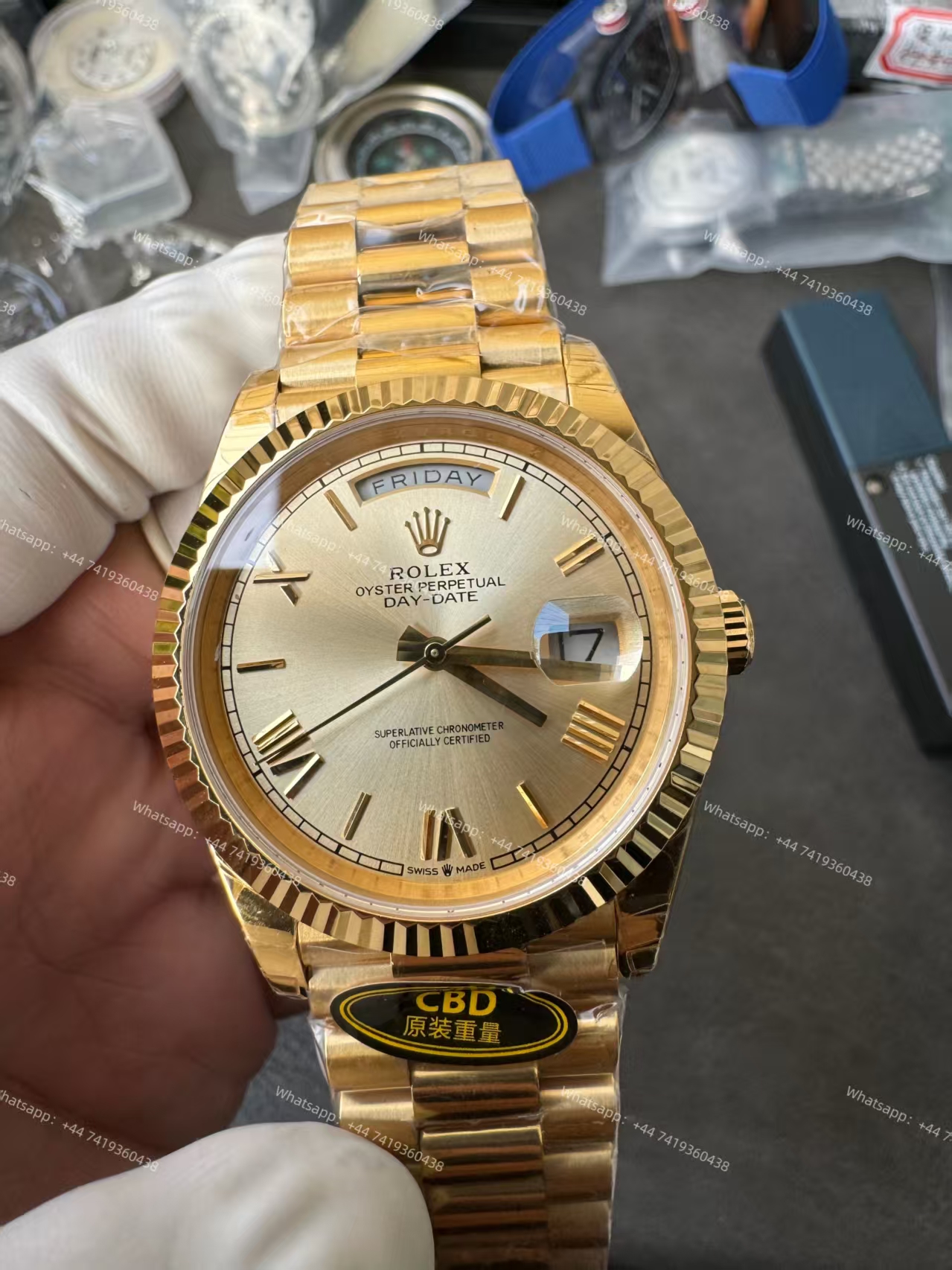 Rolex Day-Date M228238-0006 Gold dial Presidential bracelet 3255 Movement  (40mm) Best Super Clone