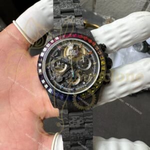 Rolex Super Clone Carbon Fiber Daytona Rainbow Bezel Carbon Fiber Bracelet