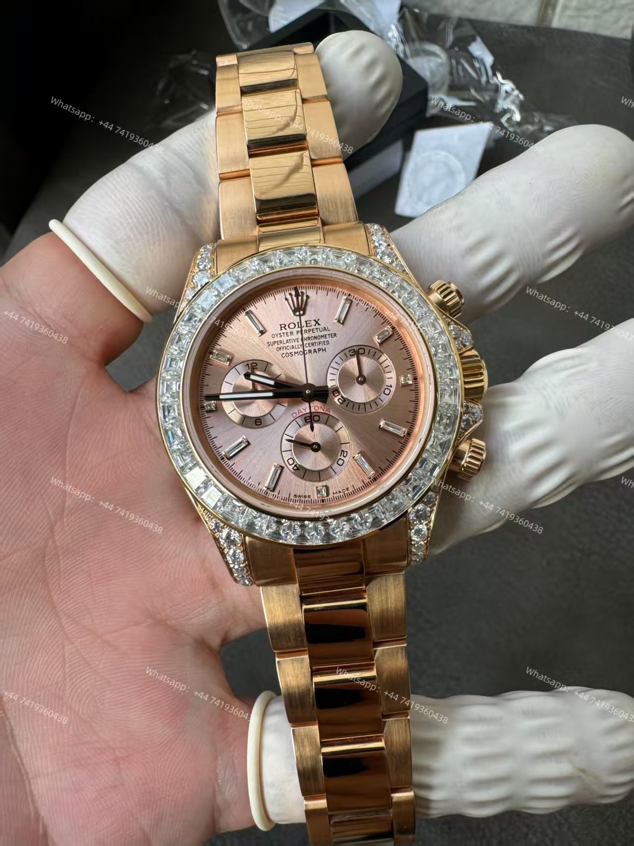 Rolex Super Clone Daytona 126595TBR 1:1 Replica Watch – 18K Rose Gold Diamond Beze 4131 movement