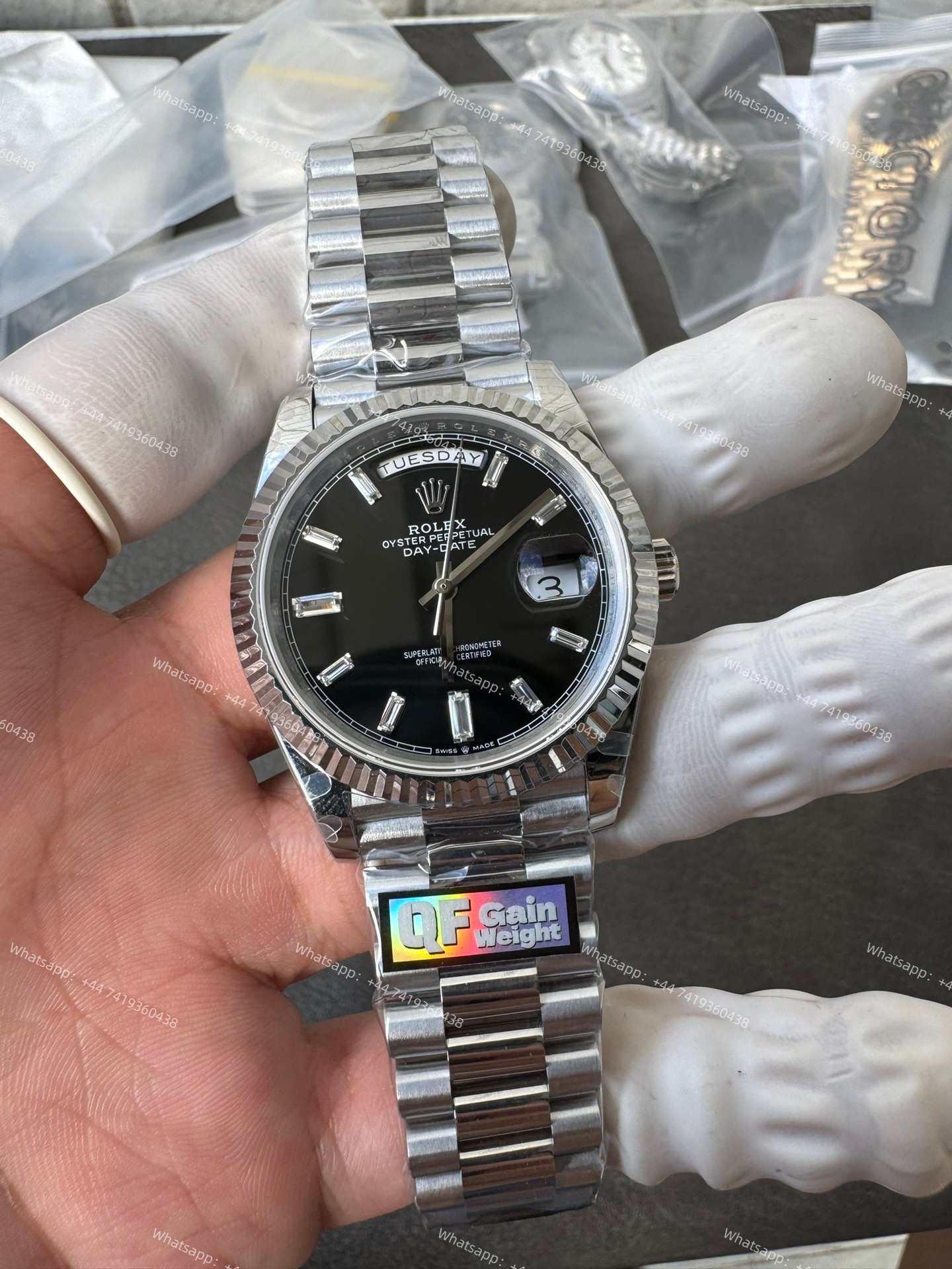 Rolex Day-Date m228236-0004 Black diamond-set dial President bracelet 3255 Movement (40mm) Best Super Clone