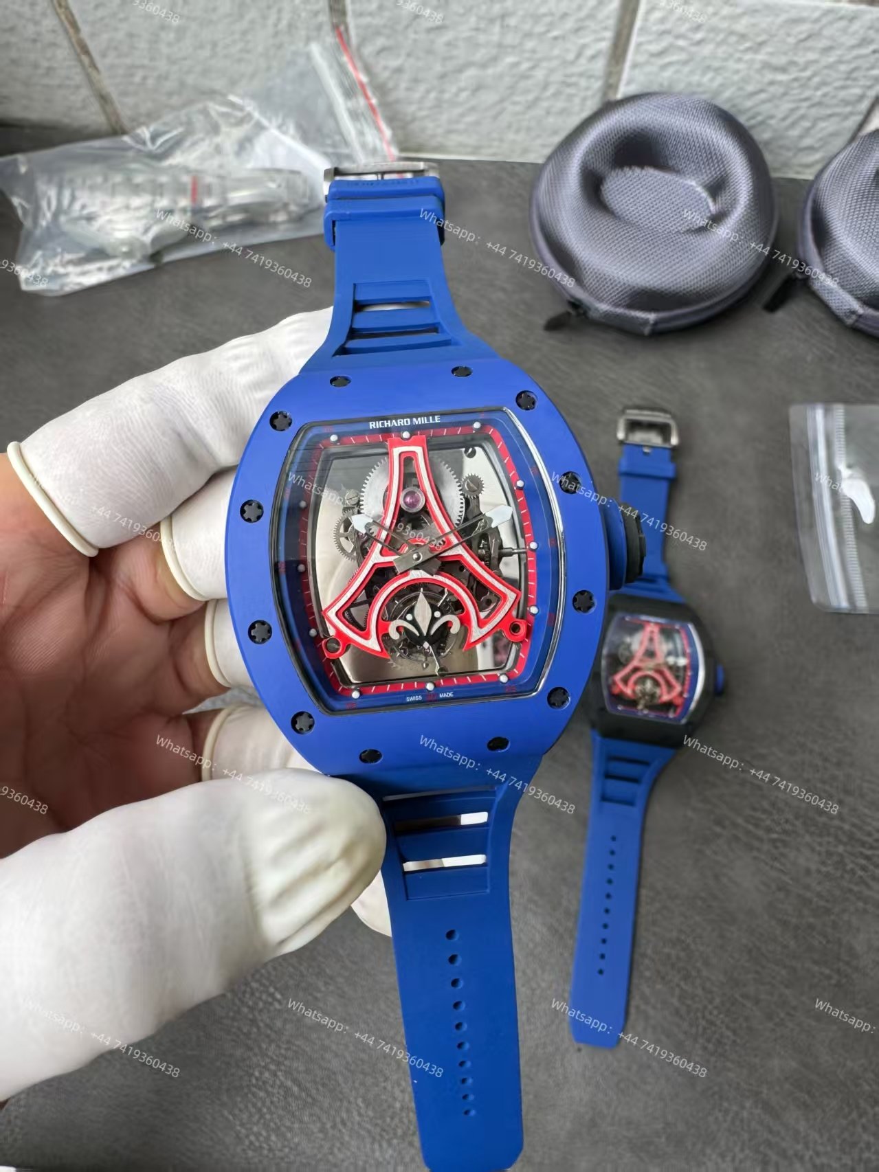 Super Clone Richard Mille RM52-03 Blue Ceramic Paris Saint-Germain Skeleton Tourbillon 1:1 Replica Watch
