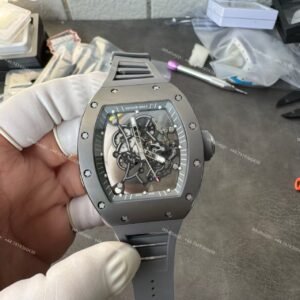 Richard Mille RM 055 Grey Ceramic Vaucher Free-Sprung Grey Rubber Strap Custom Super Clone