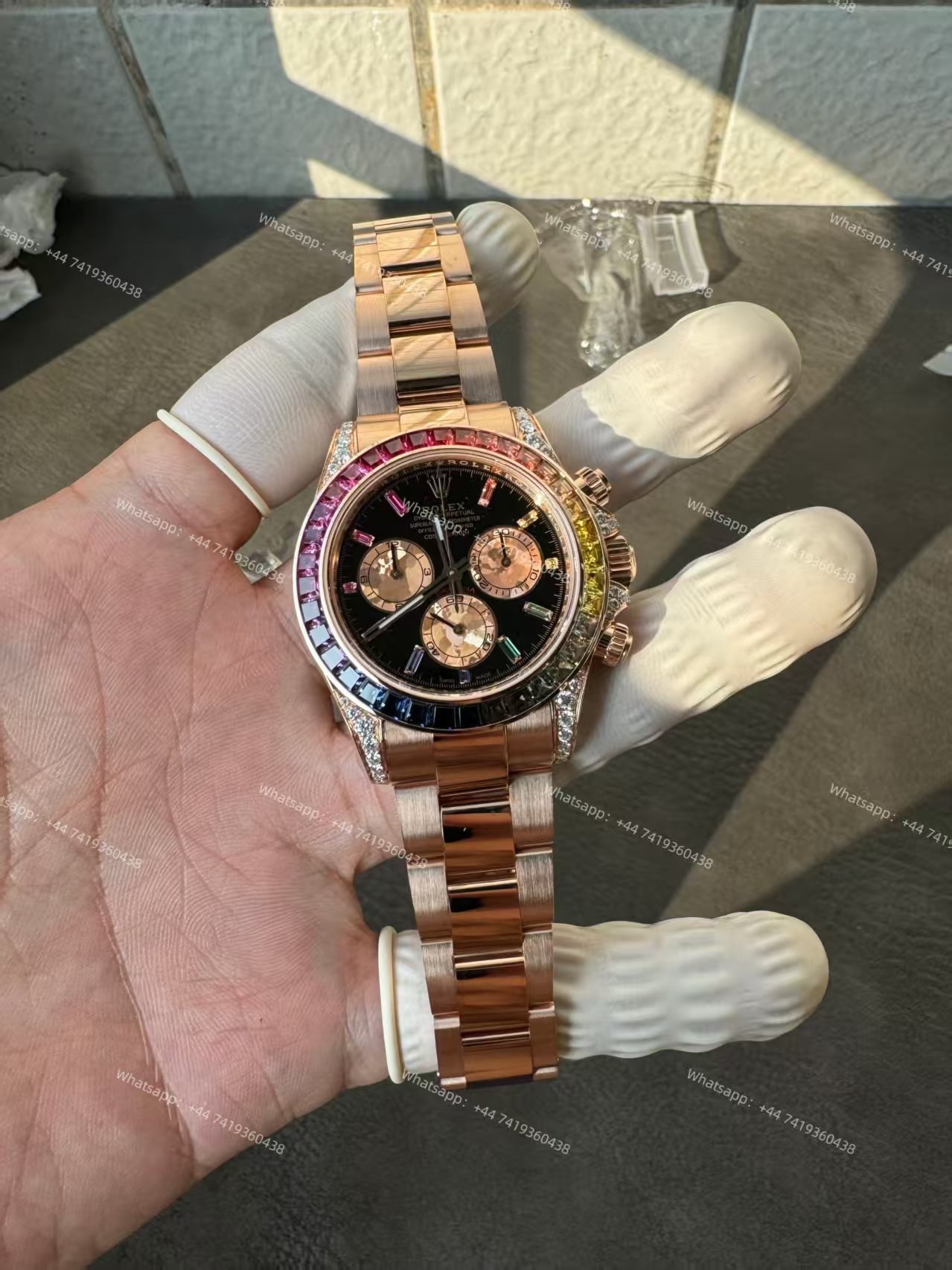 Rolex Super Clone Rainbow Daytona 1:1 Replica Watch – 18K Rose Gold