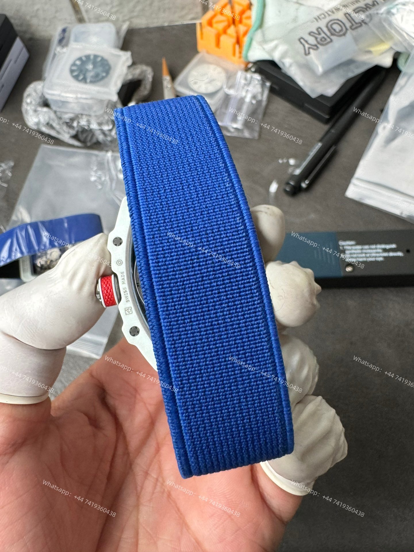 Super Clone Richard Mille RM67-02 White Ceramic Skeleton Tourbillon 1:1 Replica Watch with Blue Strap