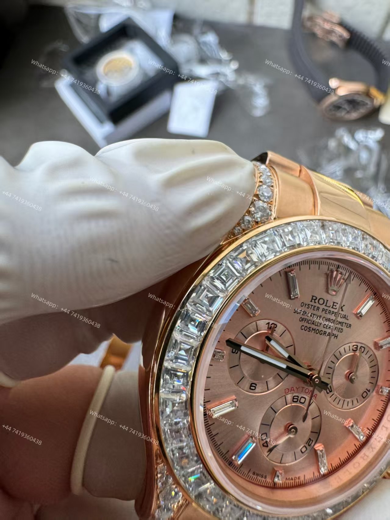 Rolex Super Clone Daytona 126595TBR 1:1 Replica Watch – 18K Rose Gold Diamond Beze 4131 movement